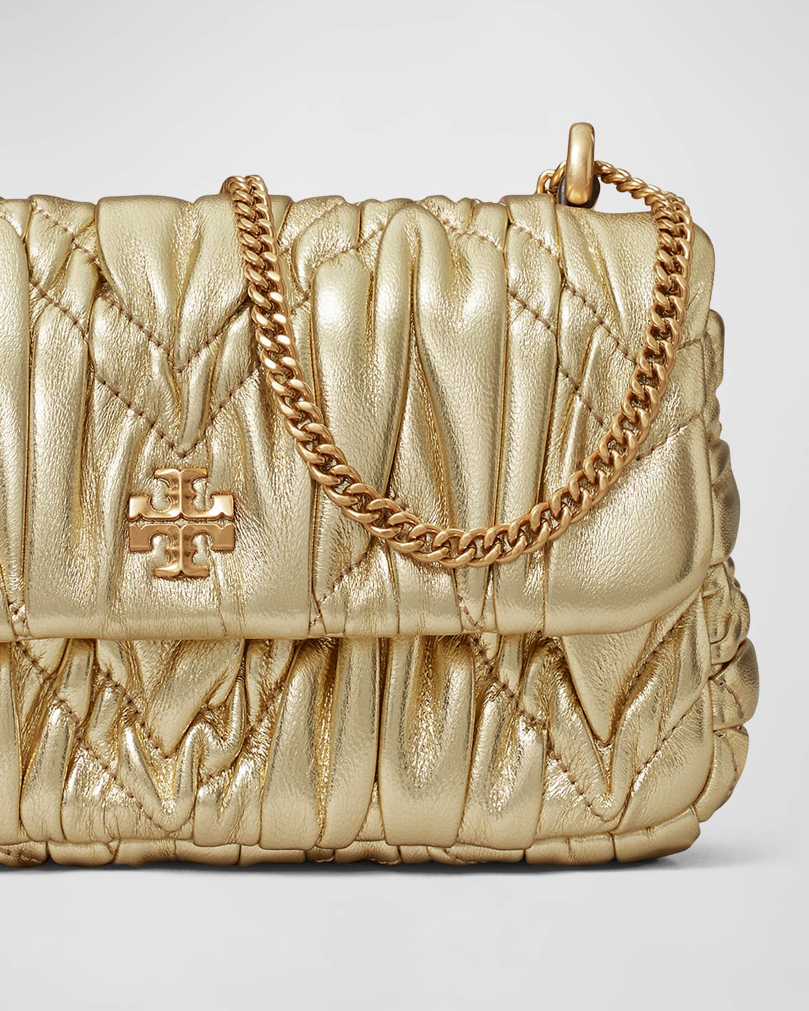 Kira Chevron Powder Coated Chain Wallet: Women's Designer Mini Bags