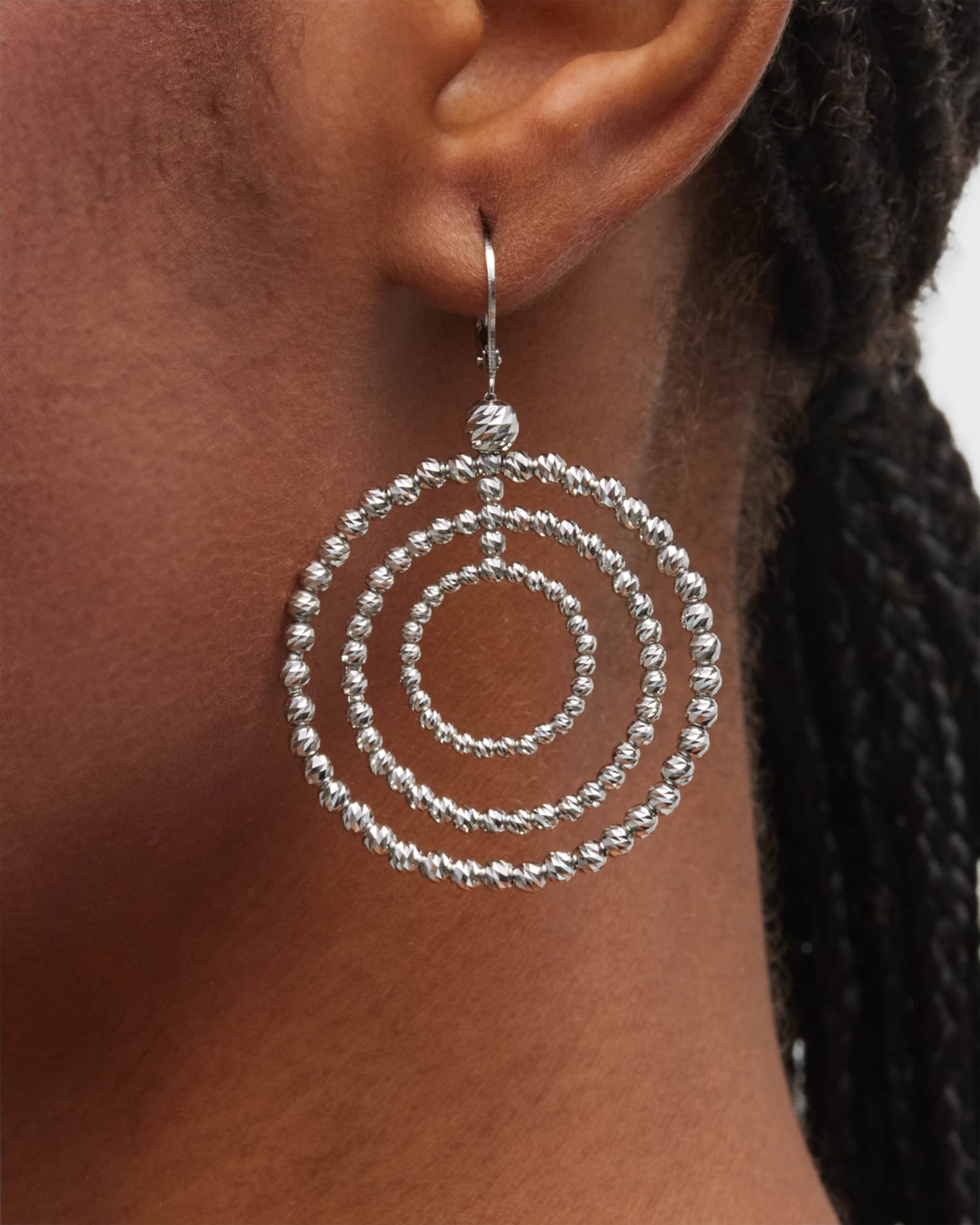 The Medium Blue Hoop Earrings in Platinum (Pierced)