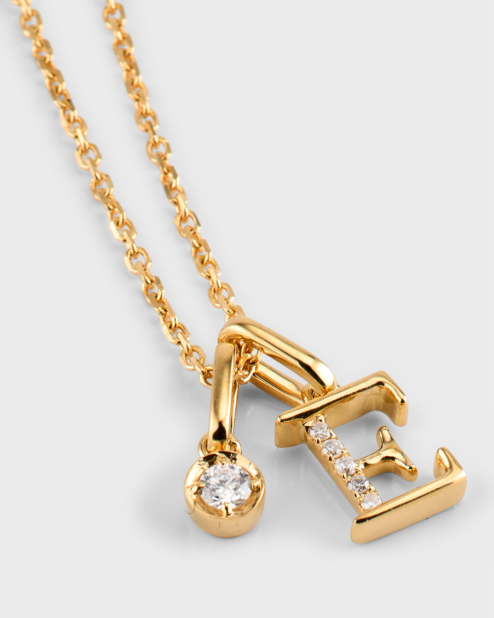 Frederic Sage 18K Yellow Gold Initial E Diamond Pendant Necklace, 18"L ...