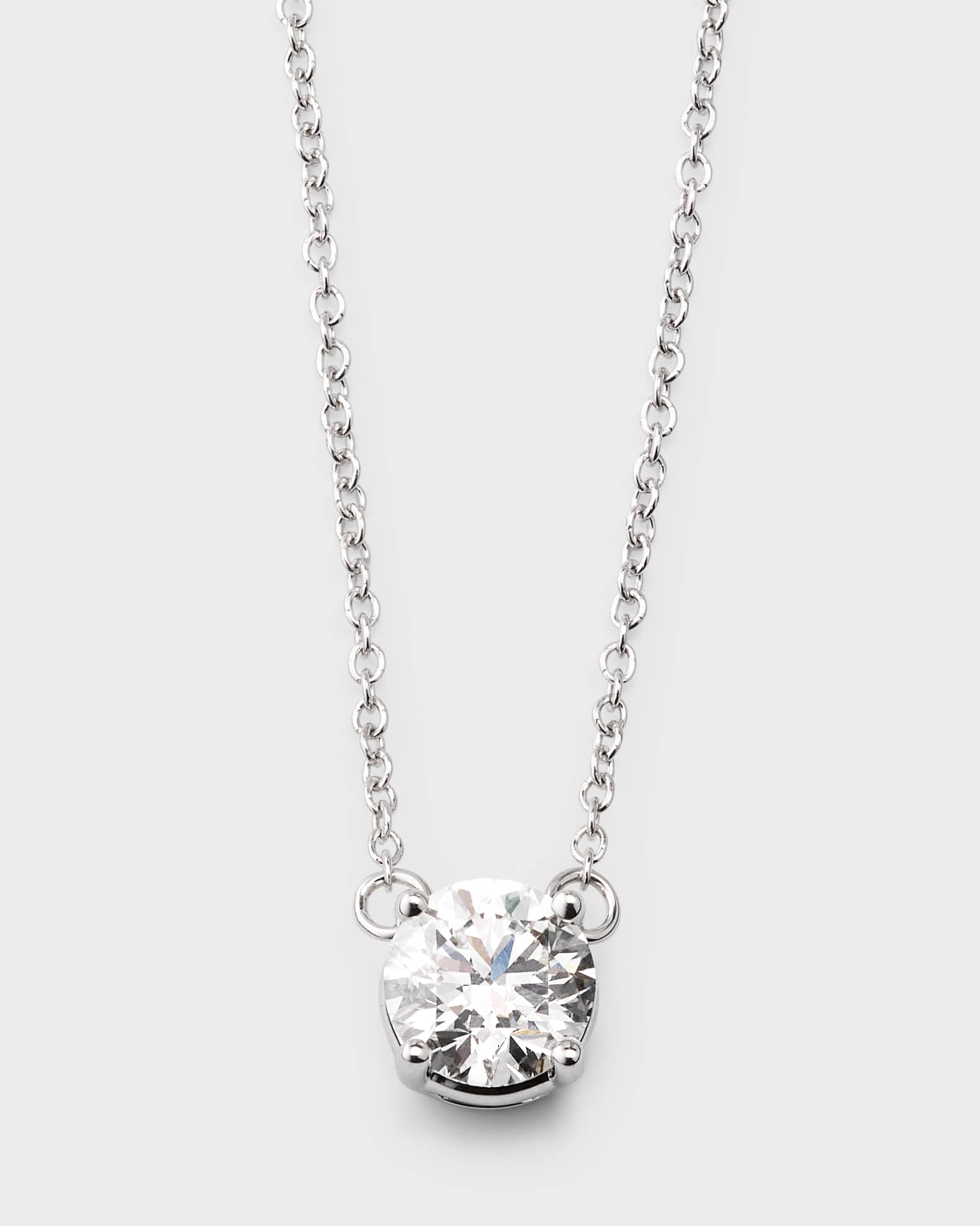 Lab Gown Diamond 18K White Gold Round Pendant Necklace, 2.0tcw 0