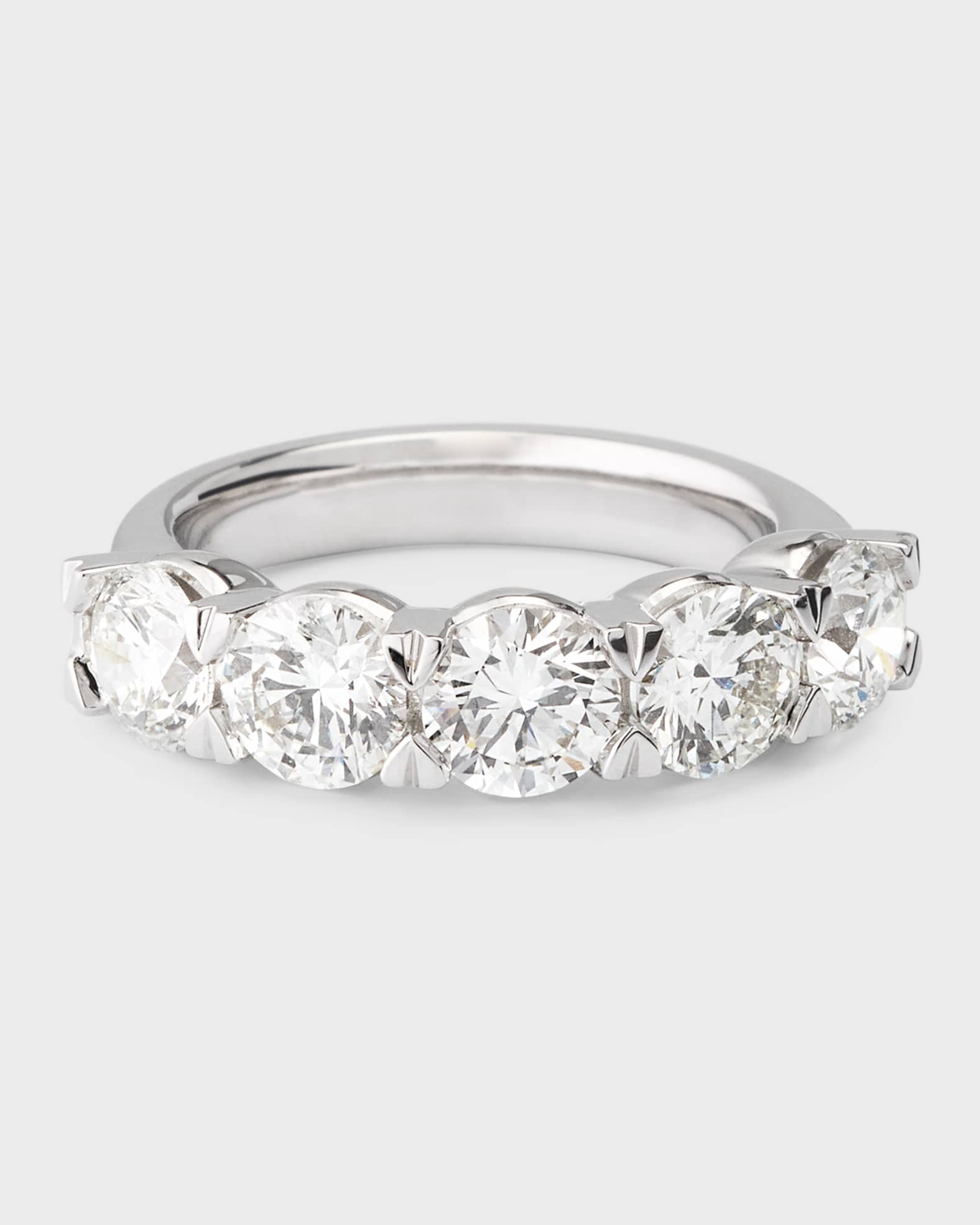 Lab Gown Diamond 18K White Gold 5 Station Ring, size 6, 3.0tcw 0