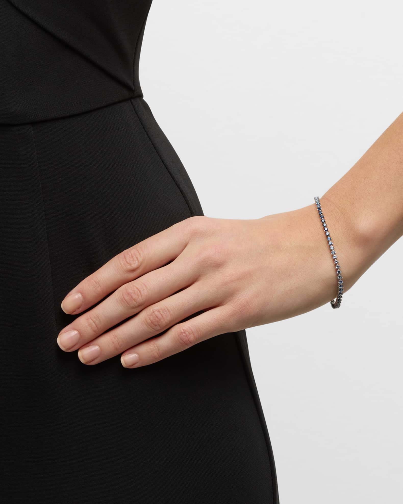 Rainbow 18K White Gold Ombré Blue Sapphire Tennis Bracelet 1