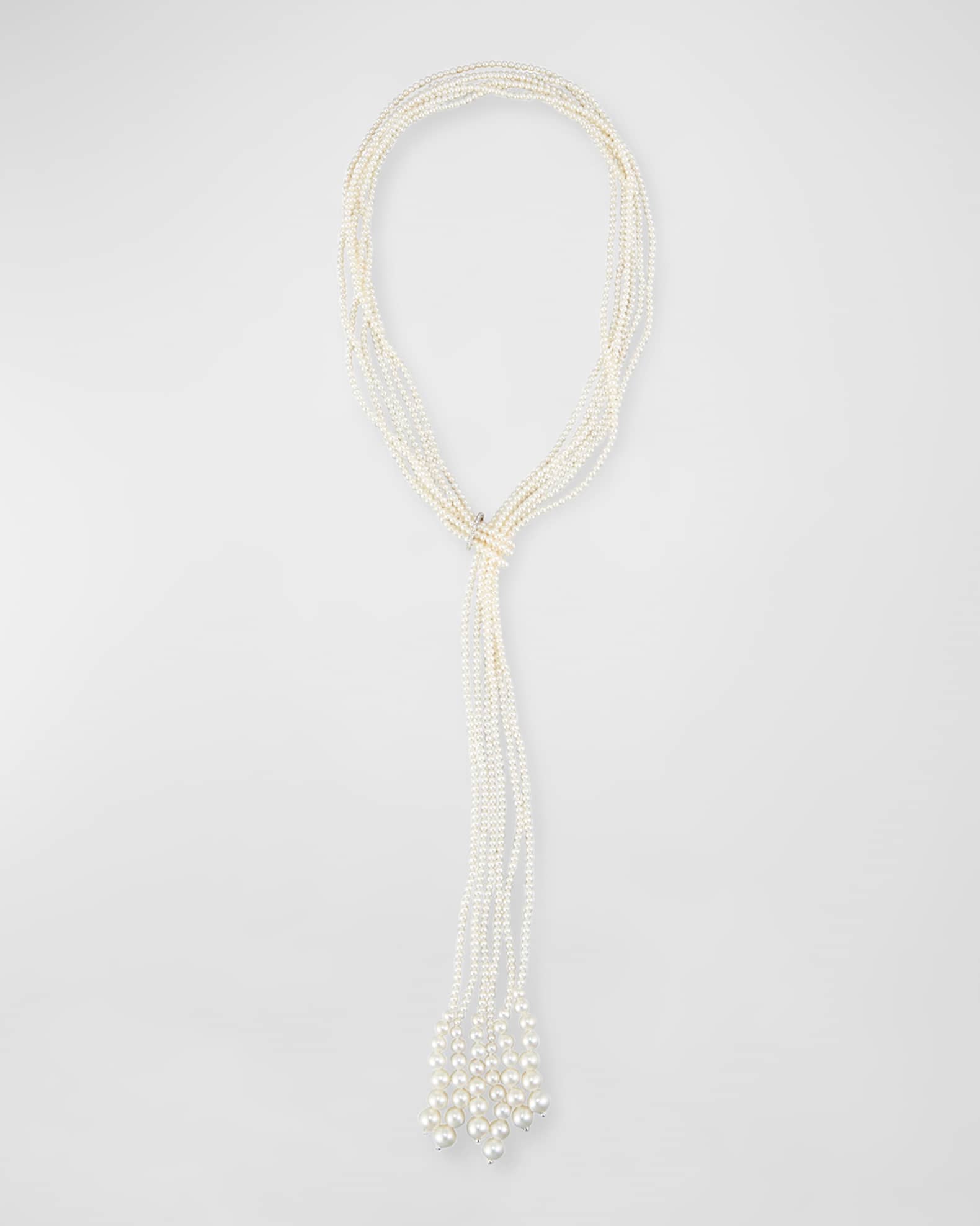 18K White Gold Necklace with Diamonds and Freshwater Pearls 0