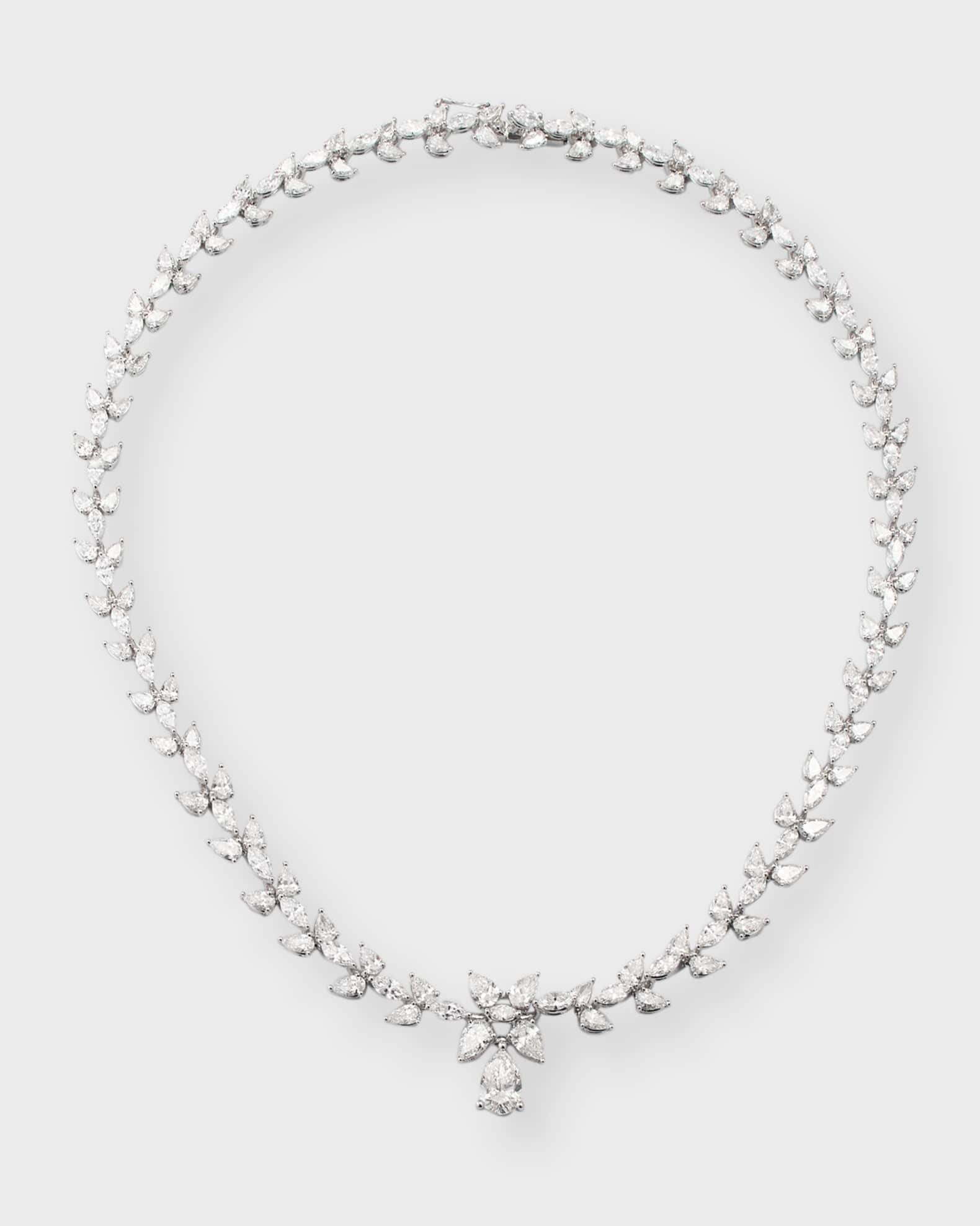 Lab Grown Diamond 18K White Gold Marquise and Pear Necklace, 17"L, 24.16ctw 0