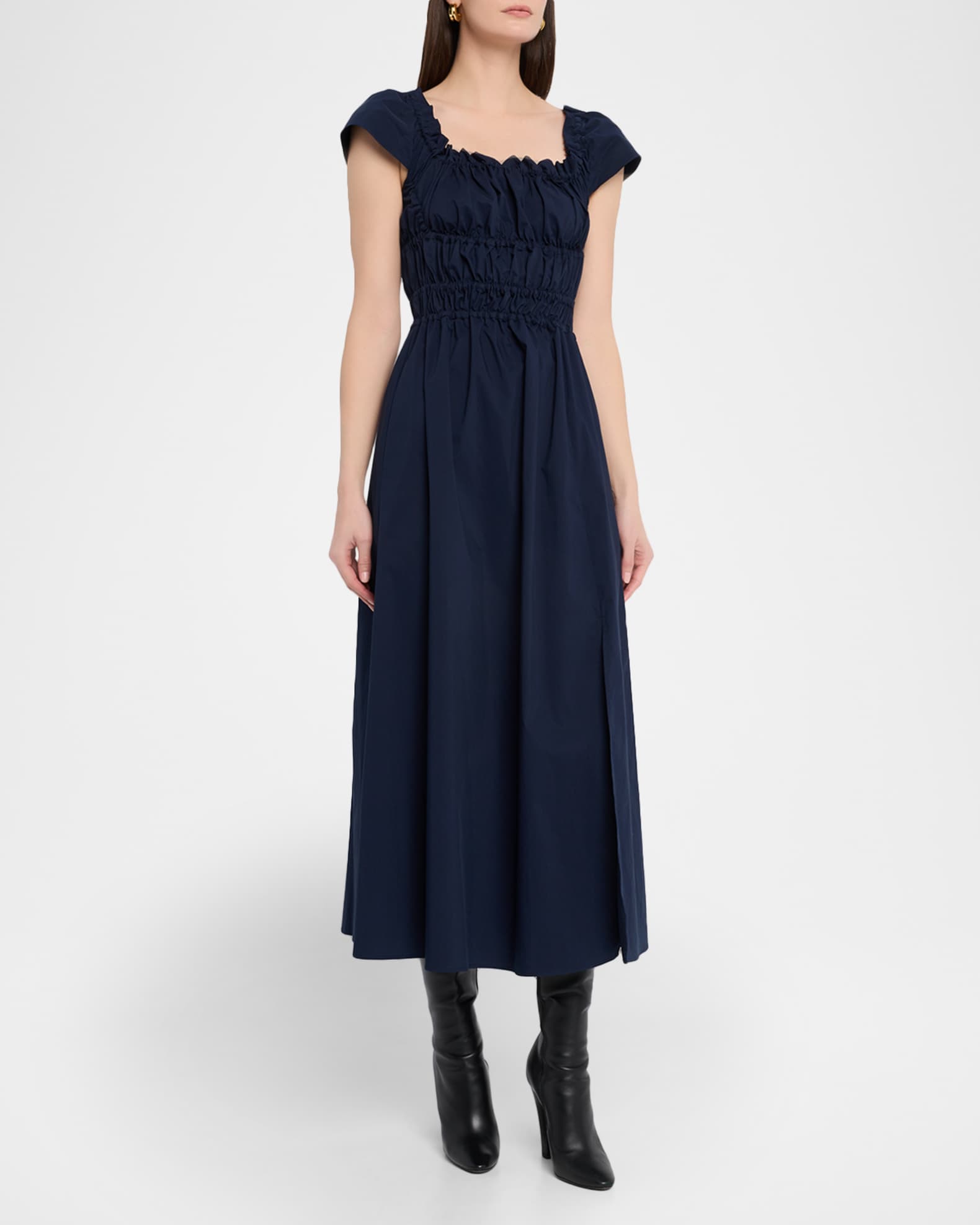 Altuzarra Lily Ruched Cap-Sleeve Midi Dress | Neiman Marcus