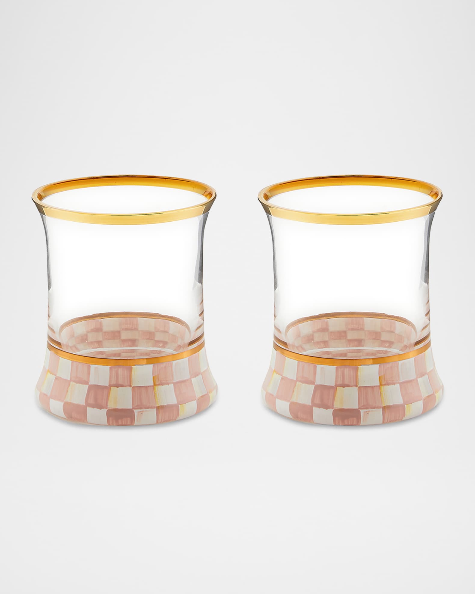 Rosy Check Tumbler Glasses, Set of 2 0