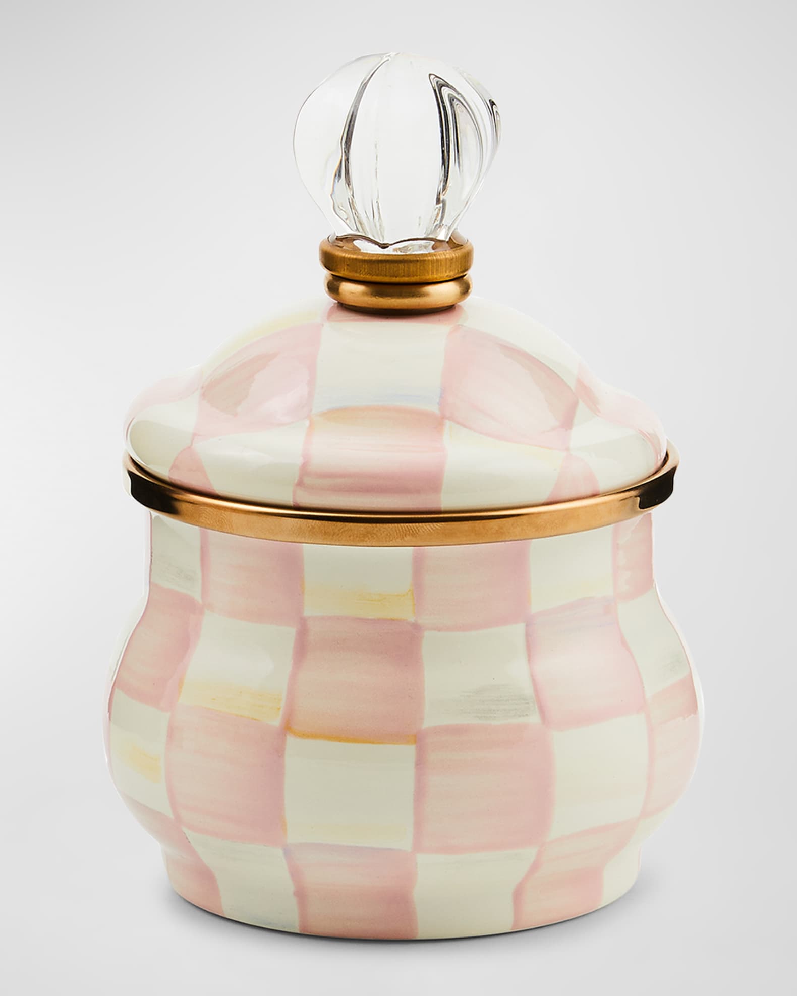 Rosy Check Enamel Lidded Sugar Bowl 0