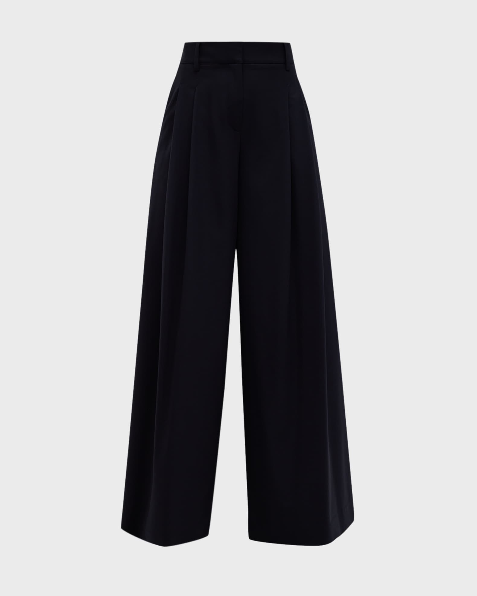 Wool-blend wide-leg pants