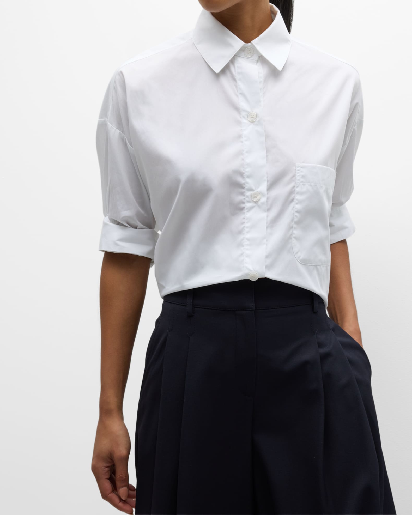 TWP Next Ex Cropped Shirt in Superfine Cotton | Neiman Marcus