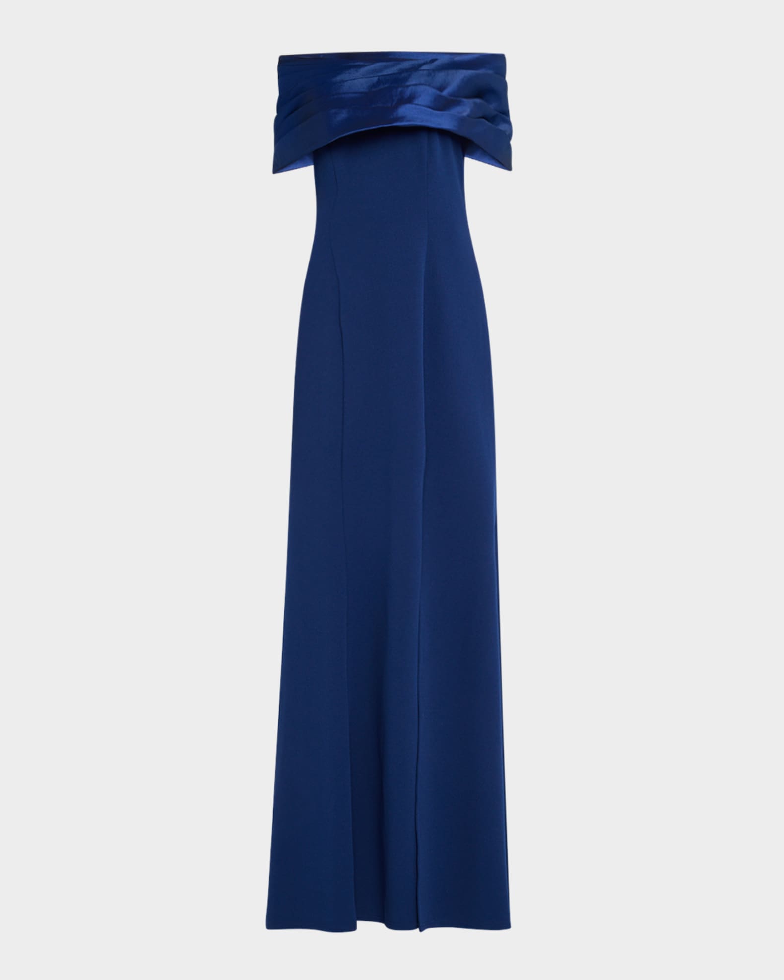 Off-Shoulder A-Line Crepe & Taffeta Gown 0
