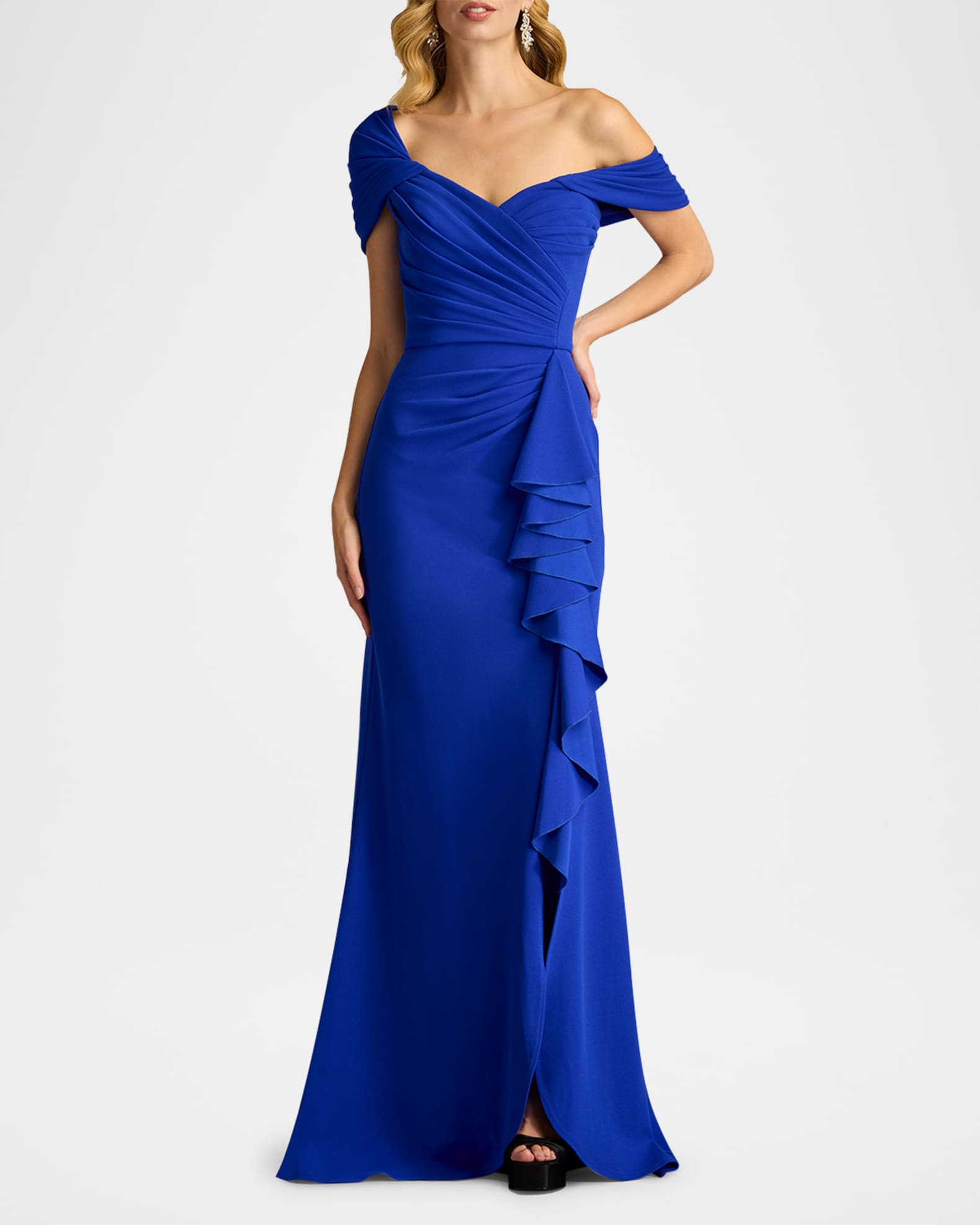Off-Shoulder Pleated Ruffle Gown 1