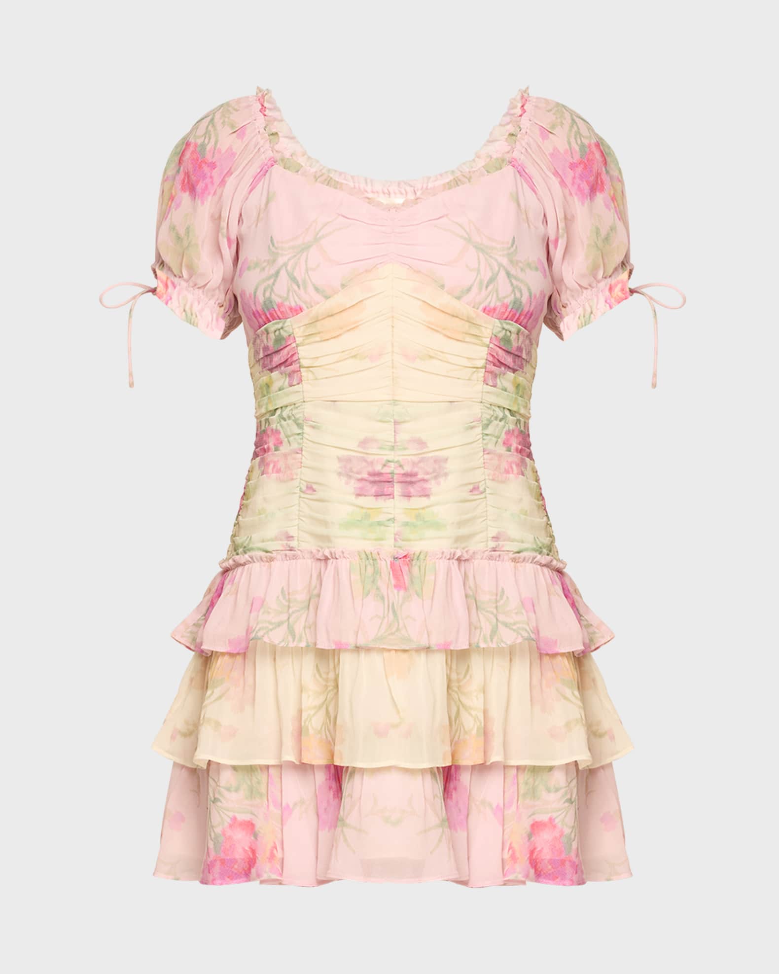 The Niko Puff Sleeve Tiered Mini Dress main image 0