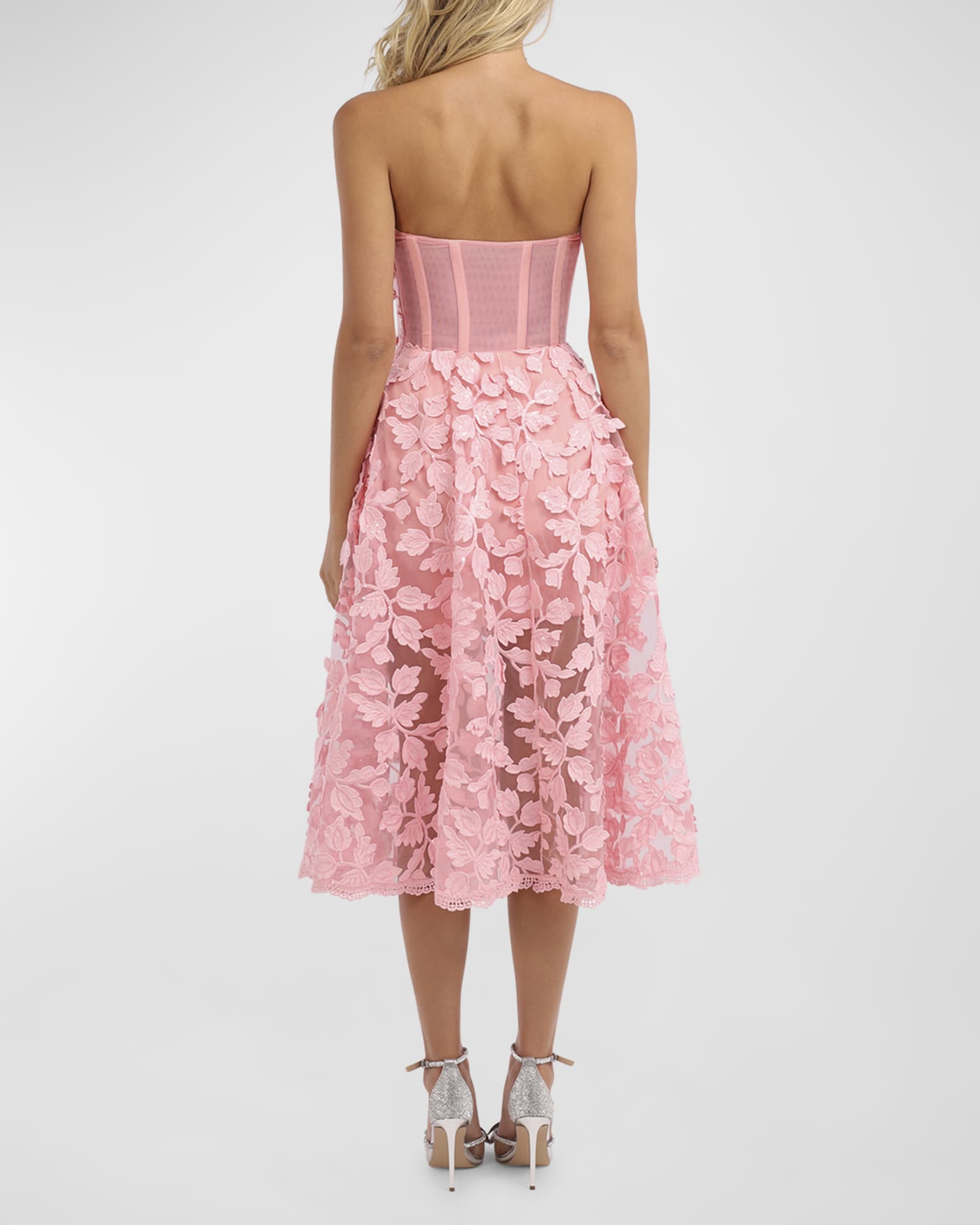 Kellie Strapless Lace Appliques Mini Dress In Light Purple