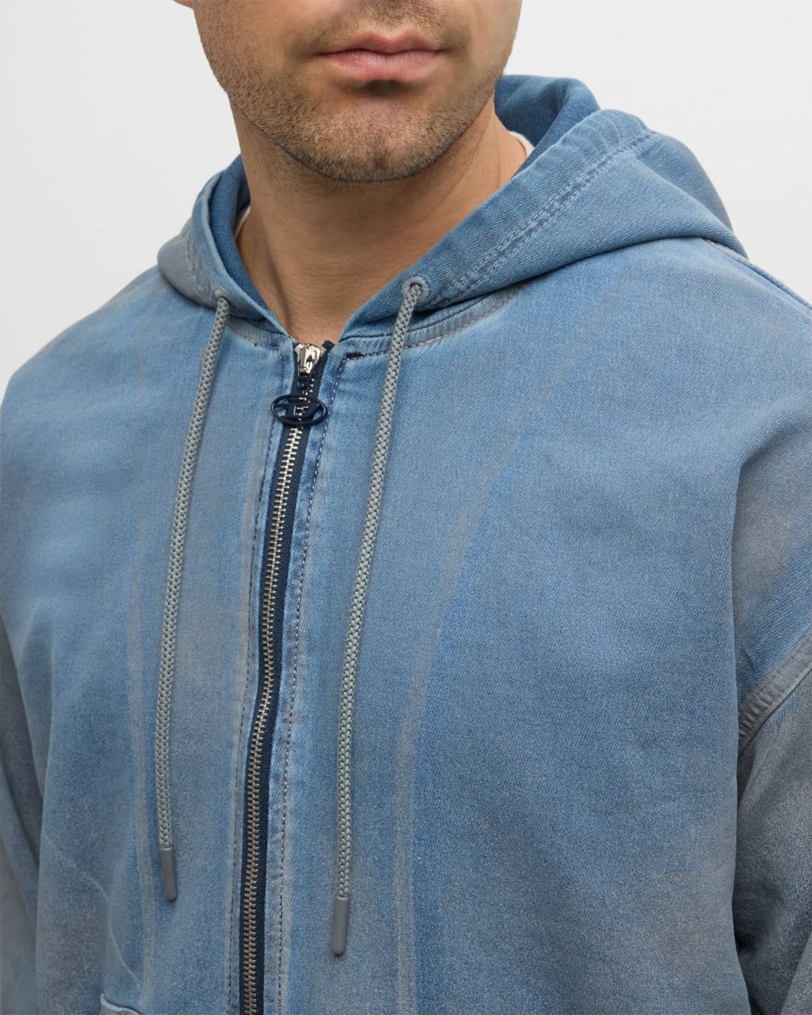 Men's Track Denim Zip Hoodie