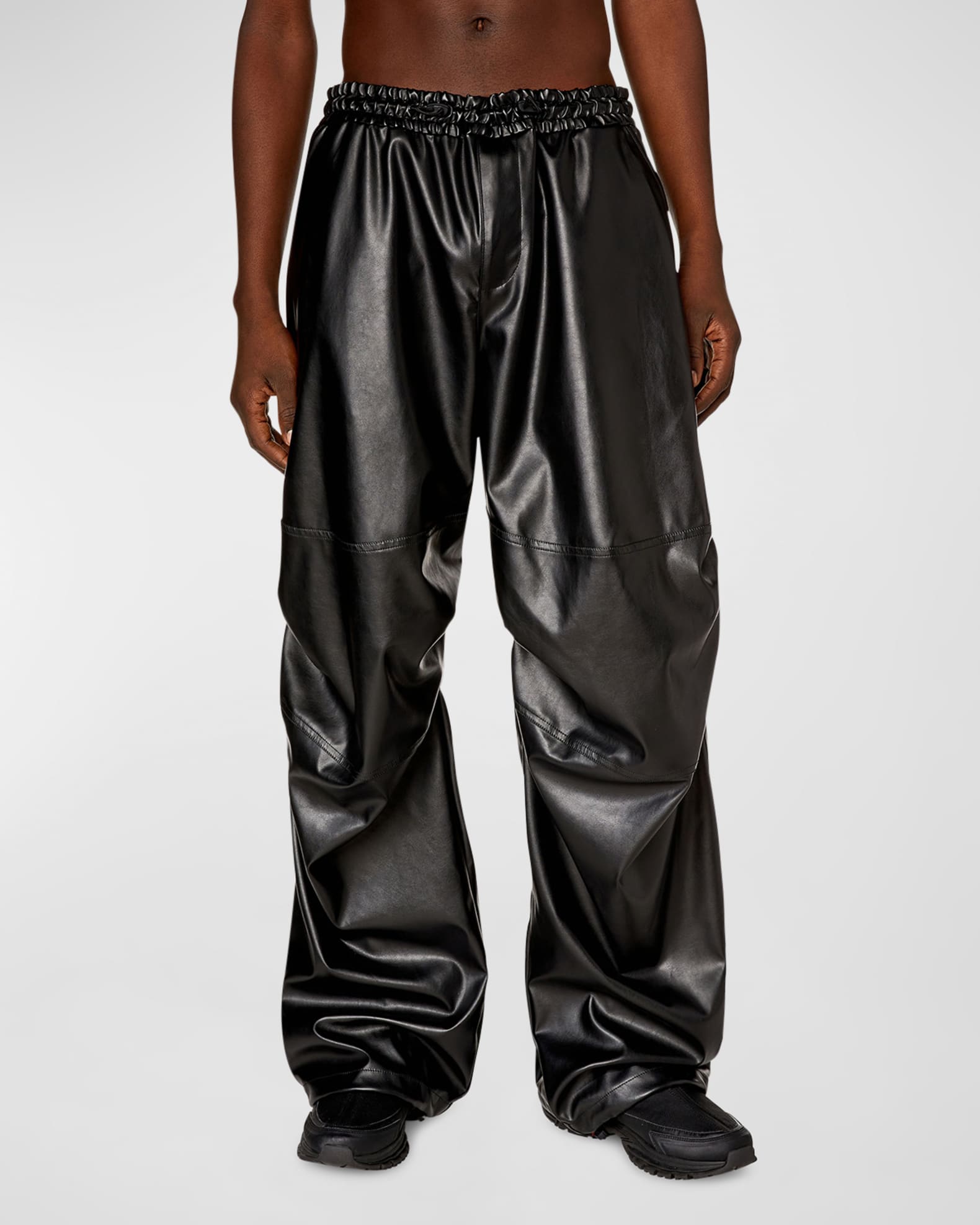 Men's P Marty Lth Faux-Leather Combat Pants