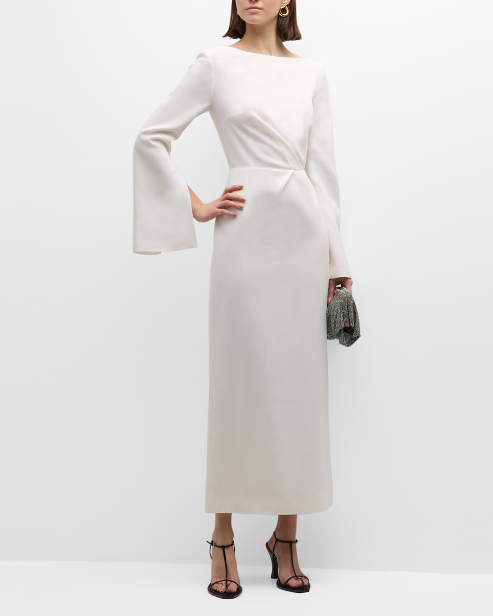 E.Stott Ora Bateau-Neck Split-Sleeve Column Gown | Neiman Marcus
