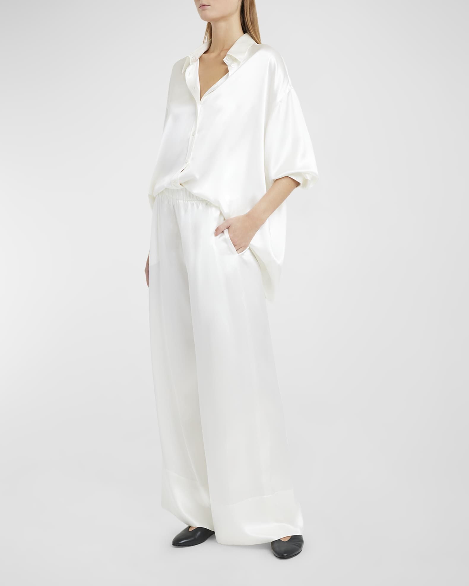 Leo Oversized Silk Collared Shirt 1