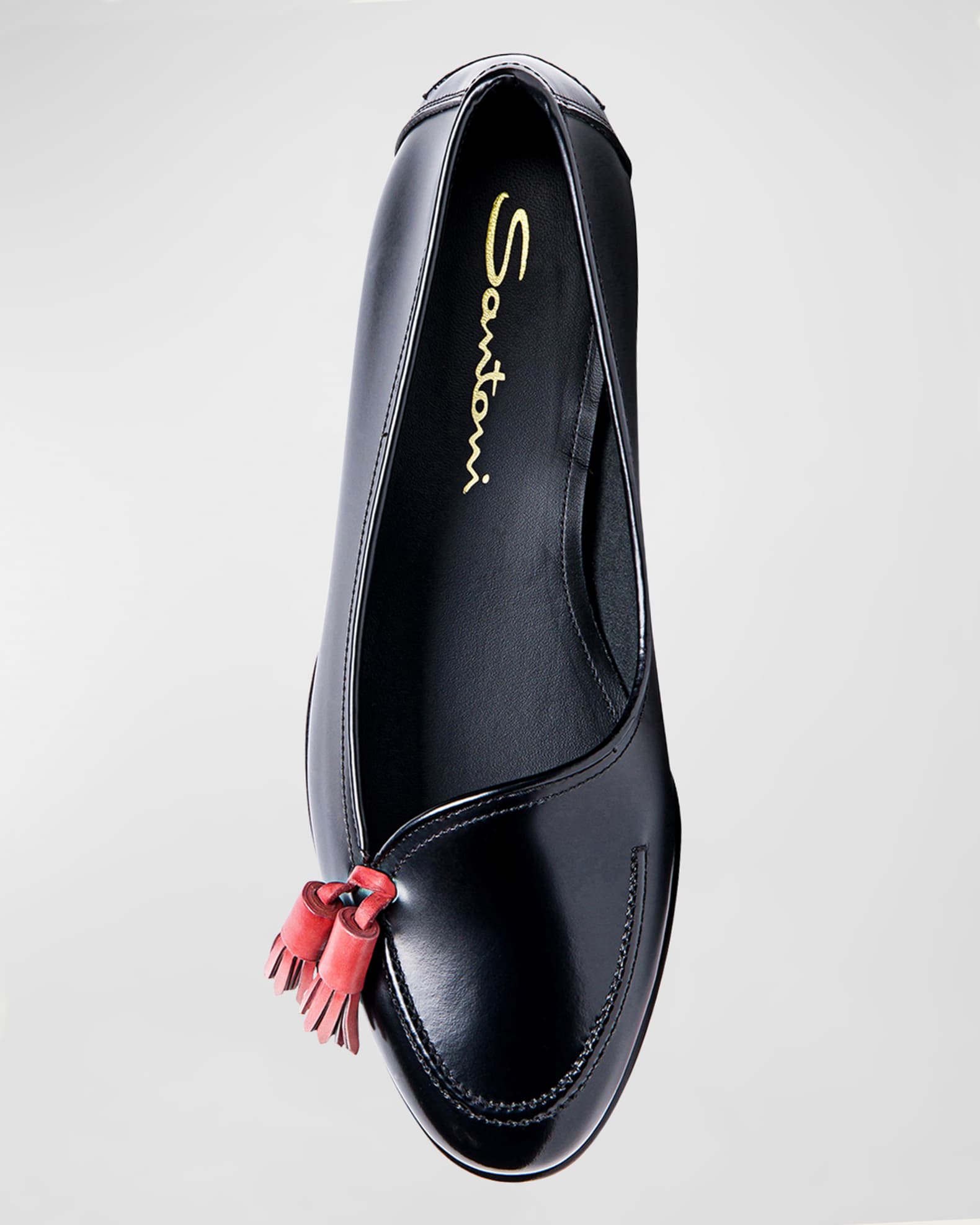 Santoni tassel-embellished leather loafers - Black