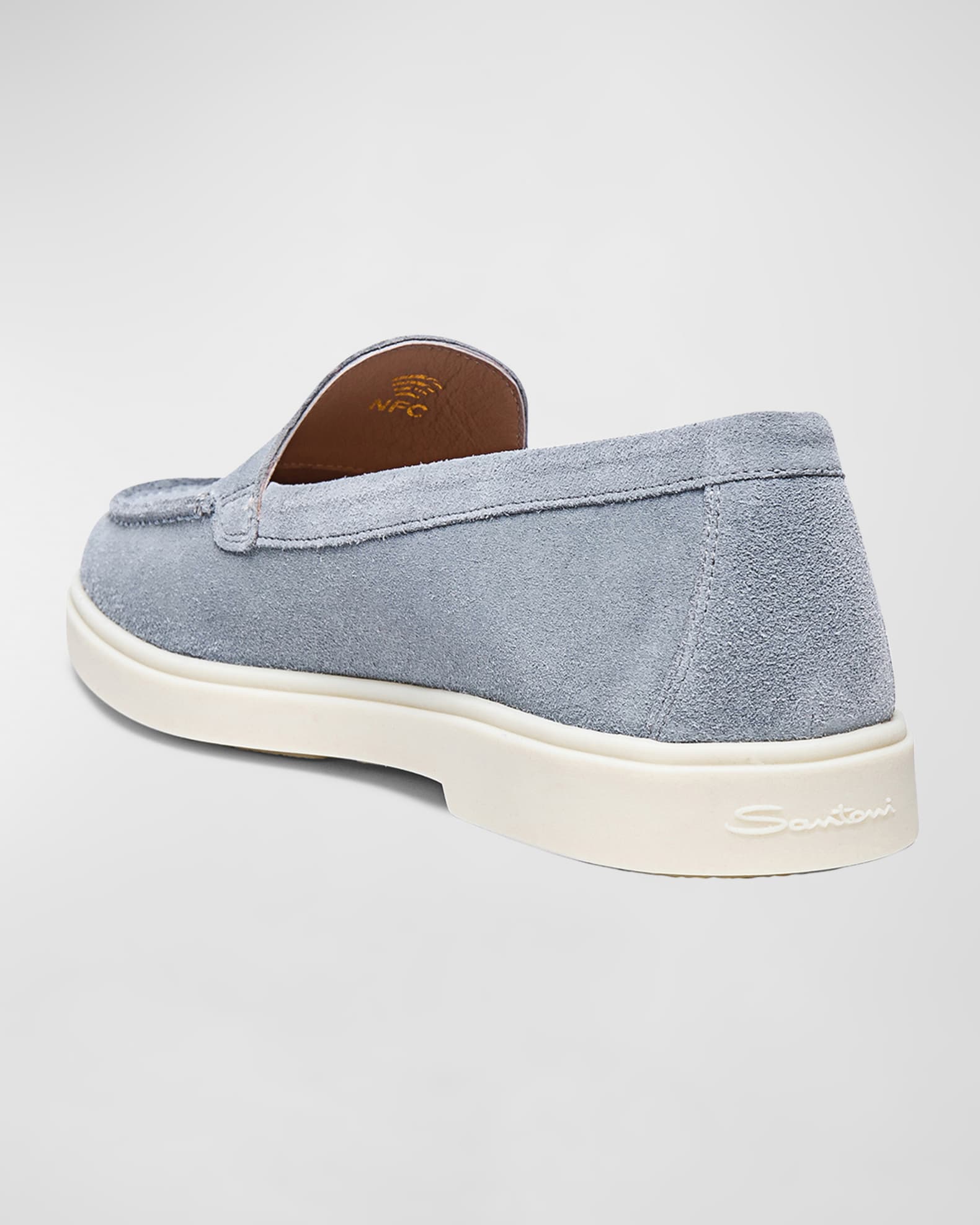 Santoni almond-toe suede loafers - Blue