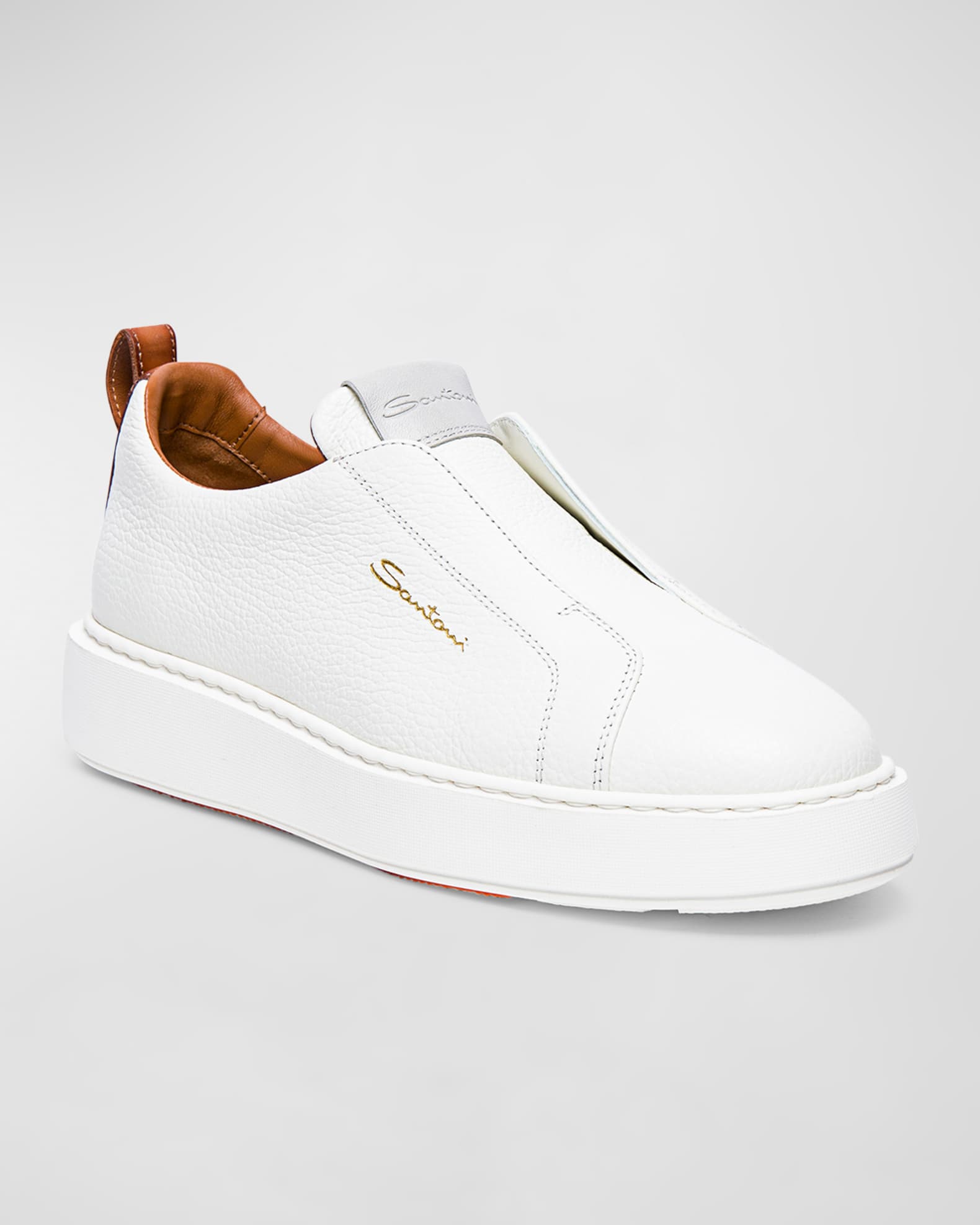 Leather slip on sneakers white top