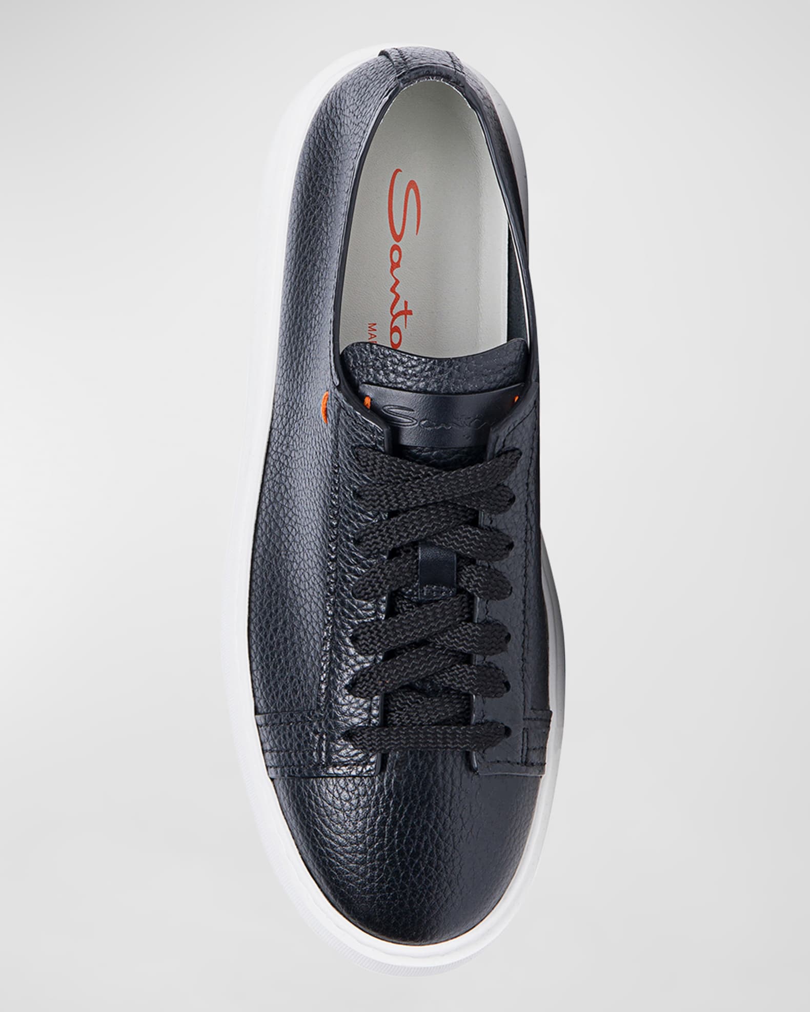 Santoni Anginal Leather Low-Top Sneakers | Neiman Marcus