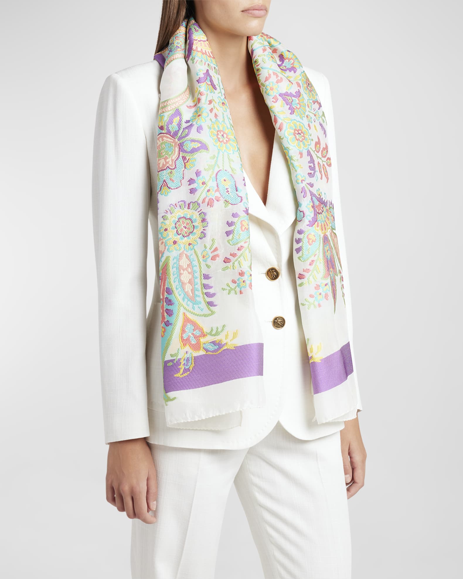 Etro Floral Embroidered Scarf