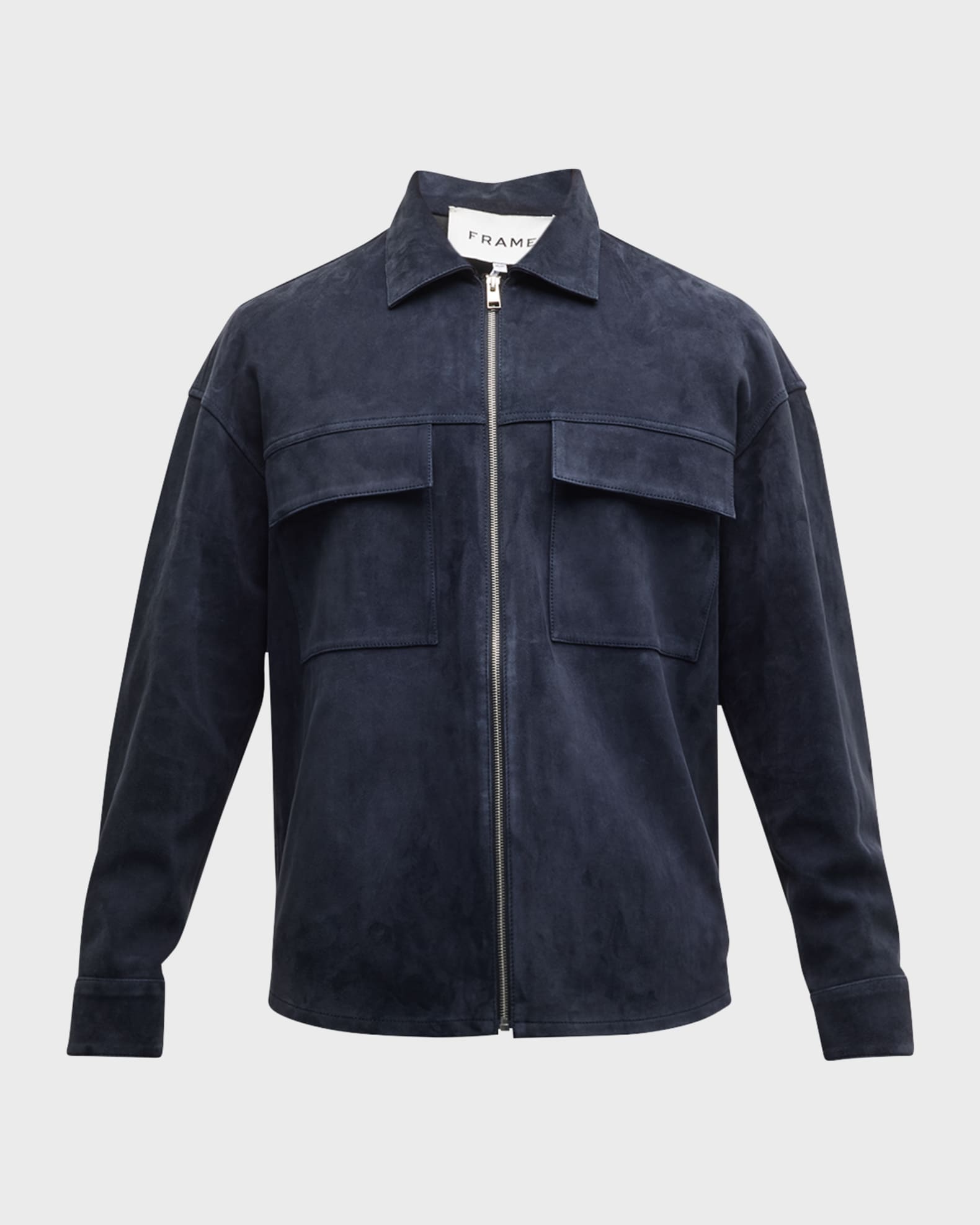 FRAME Men's Zip-Front Suede Shirt | Neiman Marcus