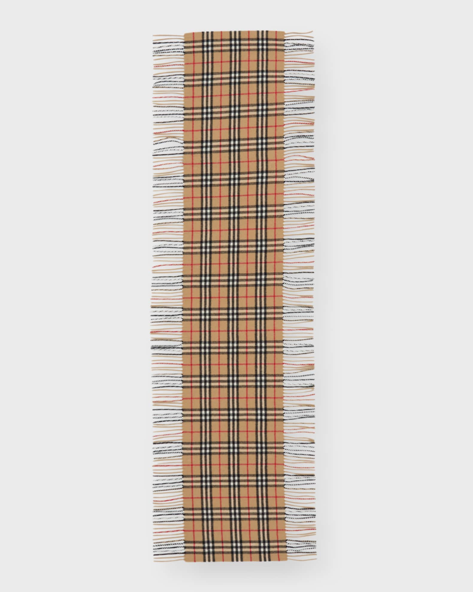 Fringed checked cashmere scarf