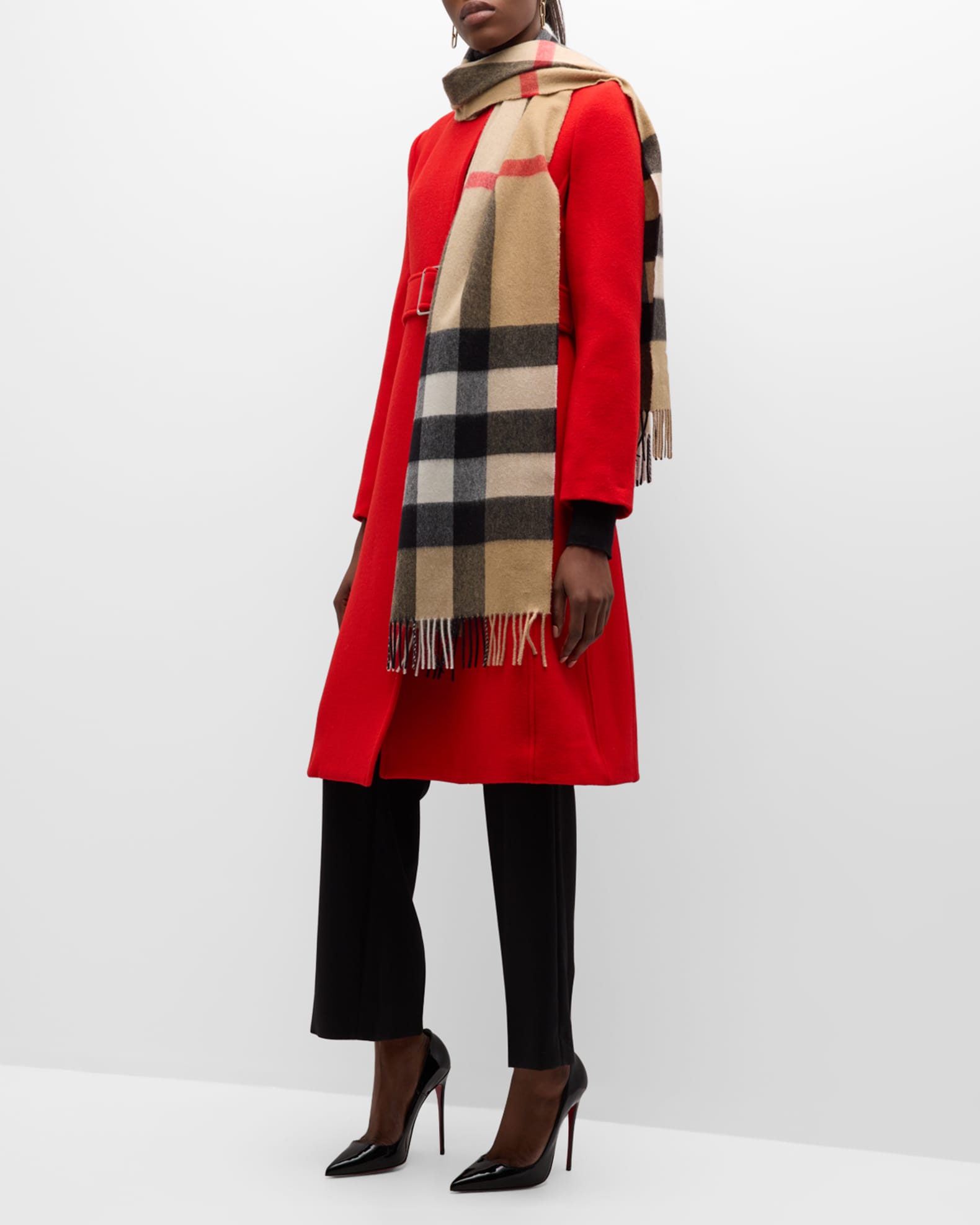 Burberry half mega check cashmere scarf online