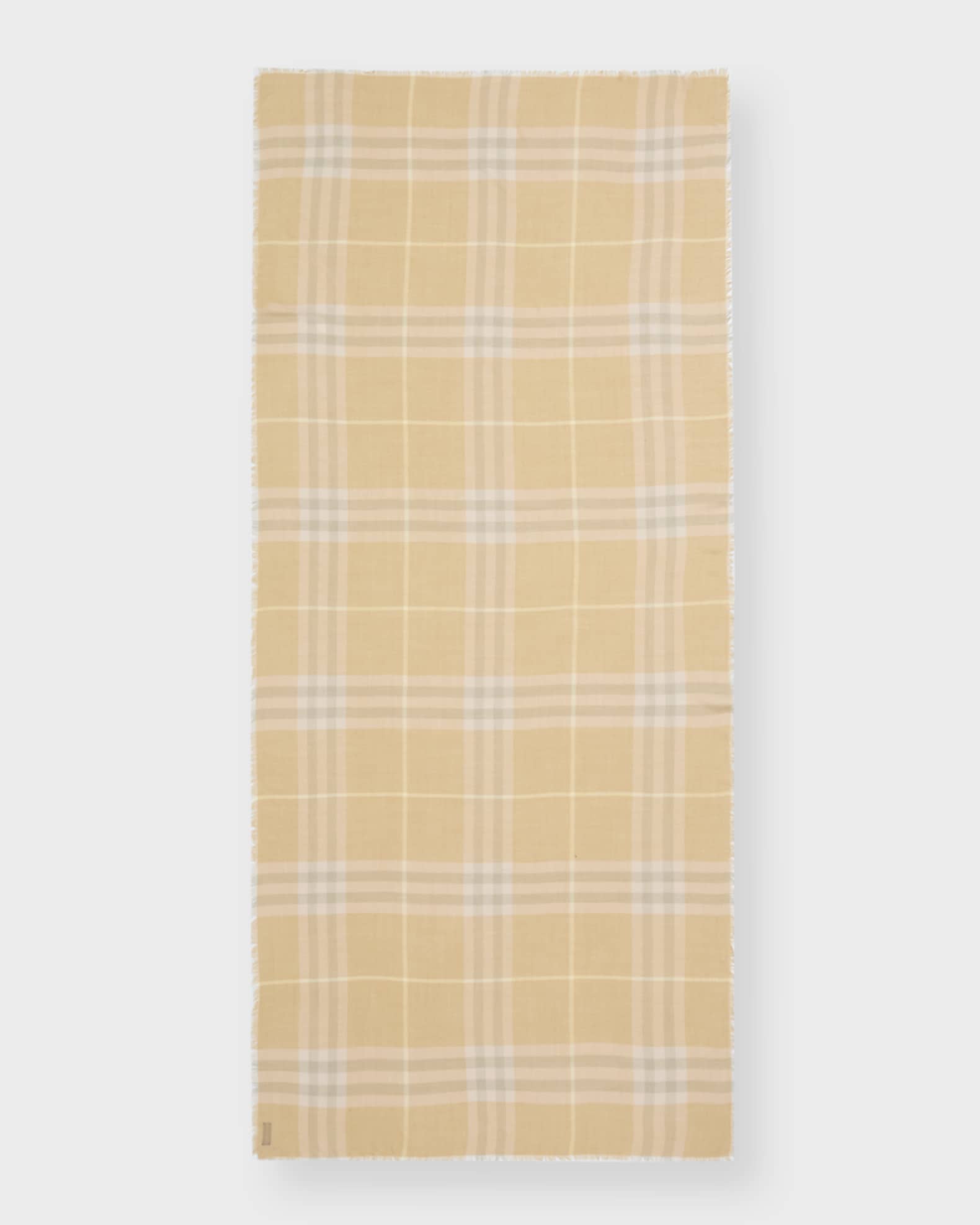 Burberry Yellow Lightweight Check Wool Scarf Neiman Marcus
