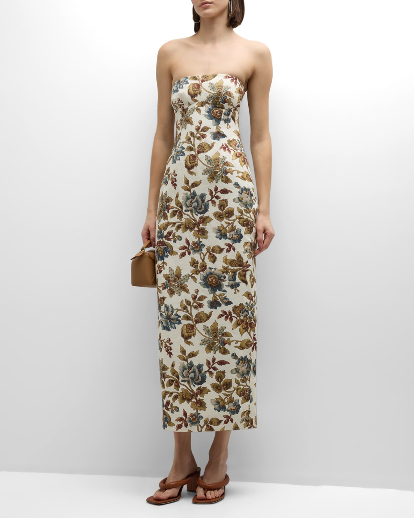 Eider Fuchsia Floral Strapless Midi Dress | Statement Party & Event Gown main image 0