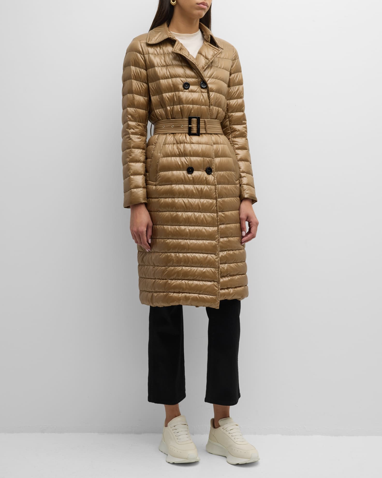 Herno Nylon Ultralight Double-Breasted Puffer Trench Coat | Neiman Marcus