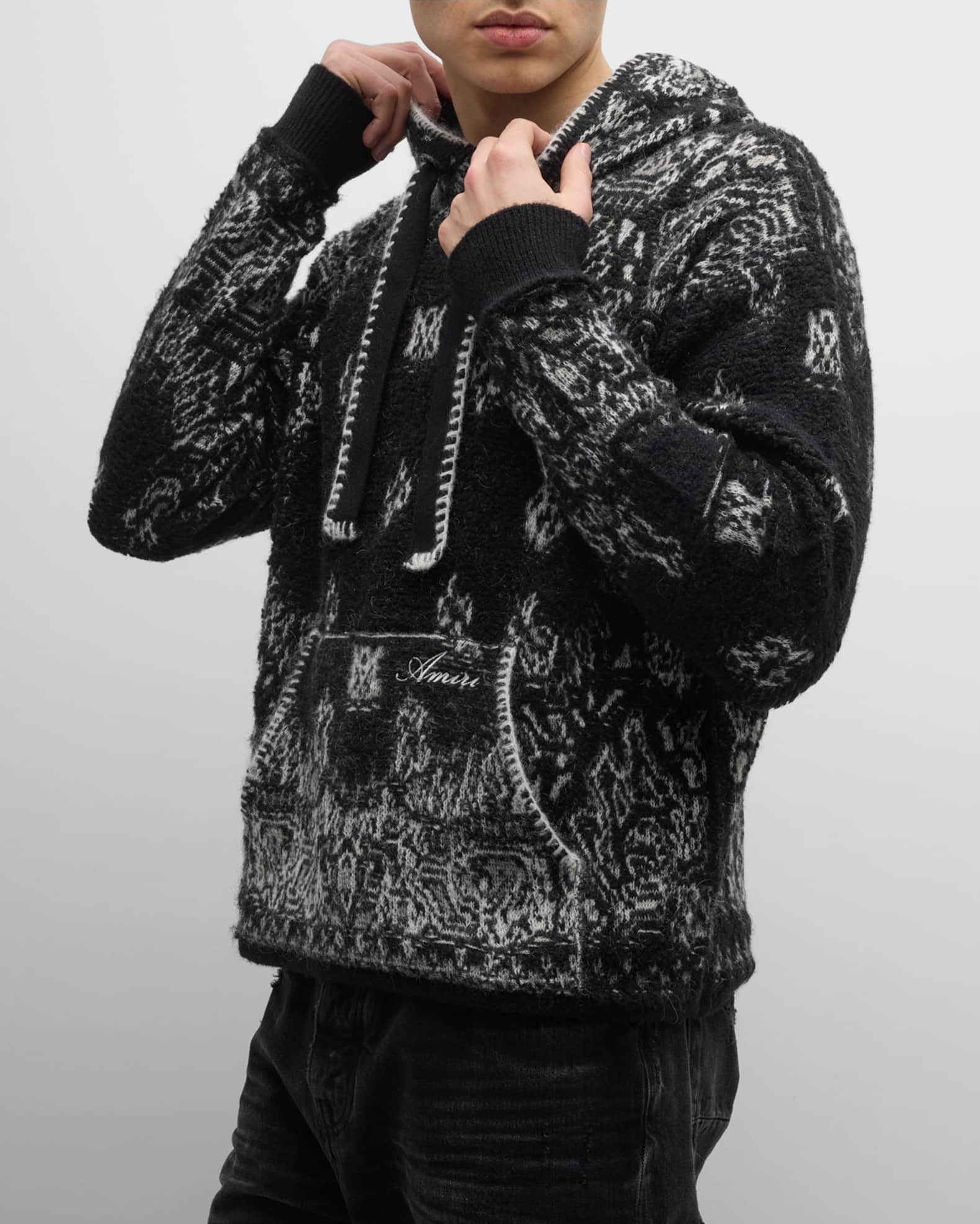 Amiri Men's Bandana Knit Hoodie | Neiman Marcus