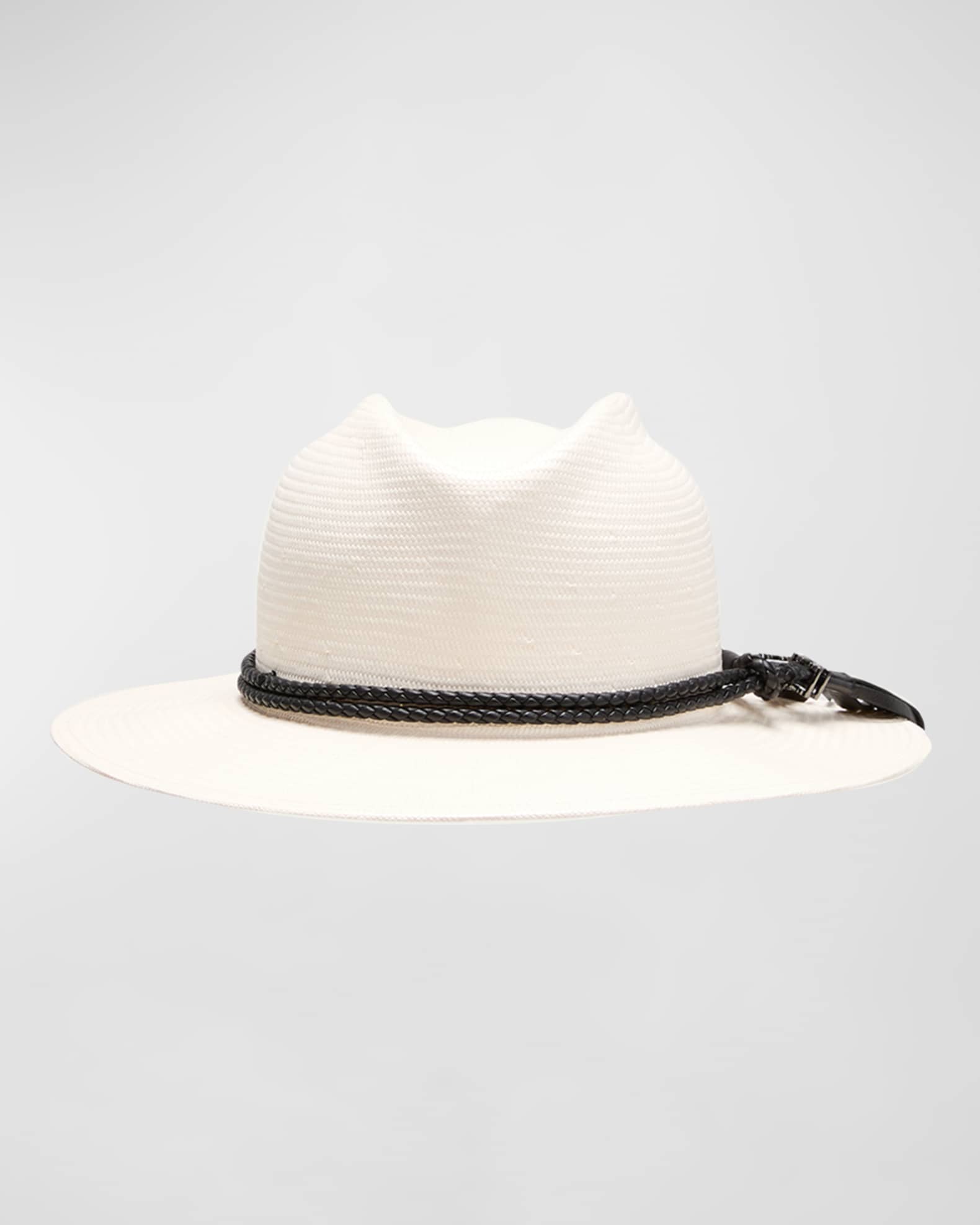 Max Mara Elfi Straw Fedora With a Braided Leather Band