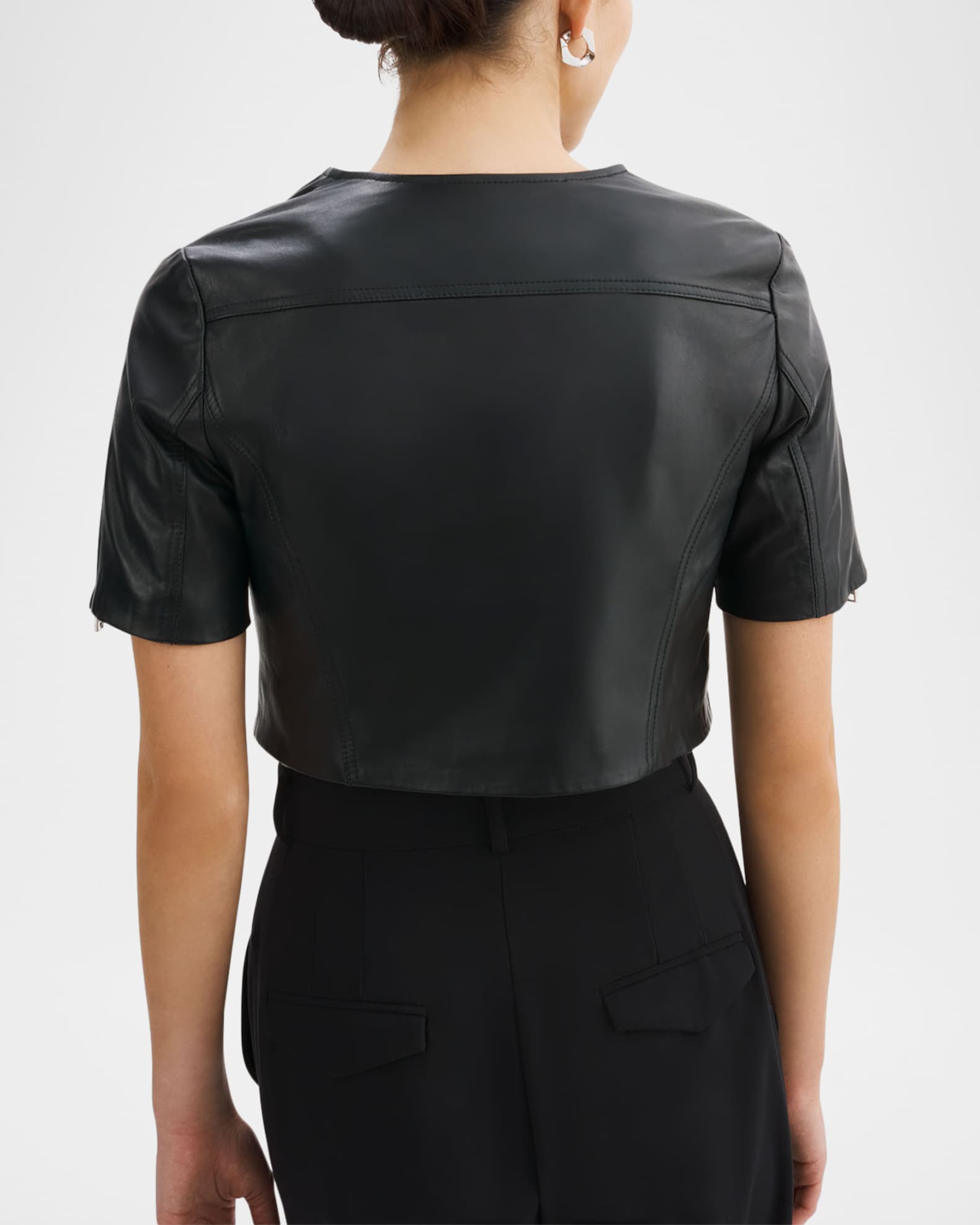 Kirsi Short-Sleeve Leather Jacket 1