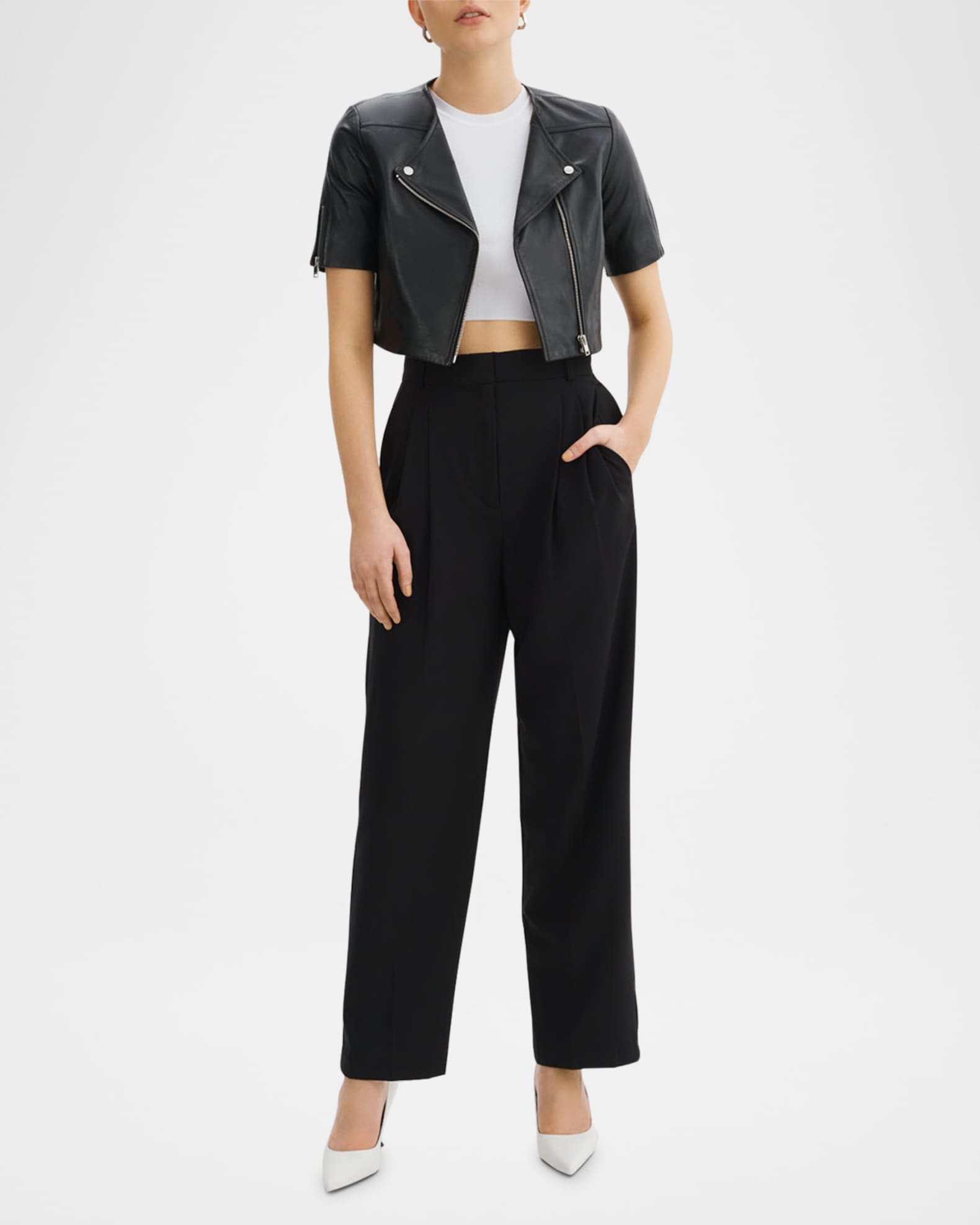 Kirsi Short-Sleeve Leather Jacket 0
