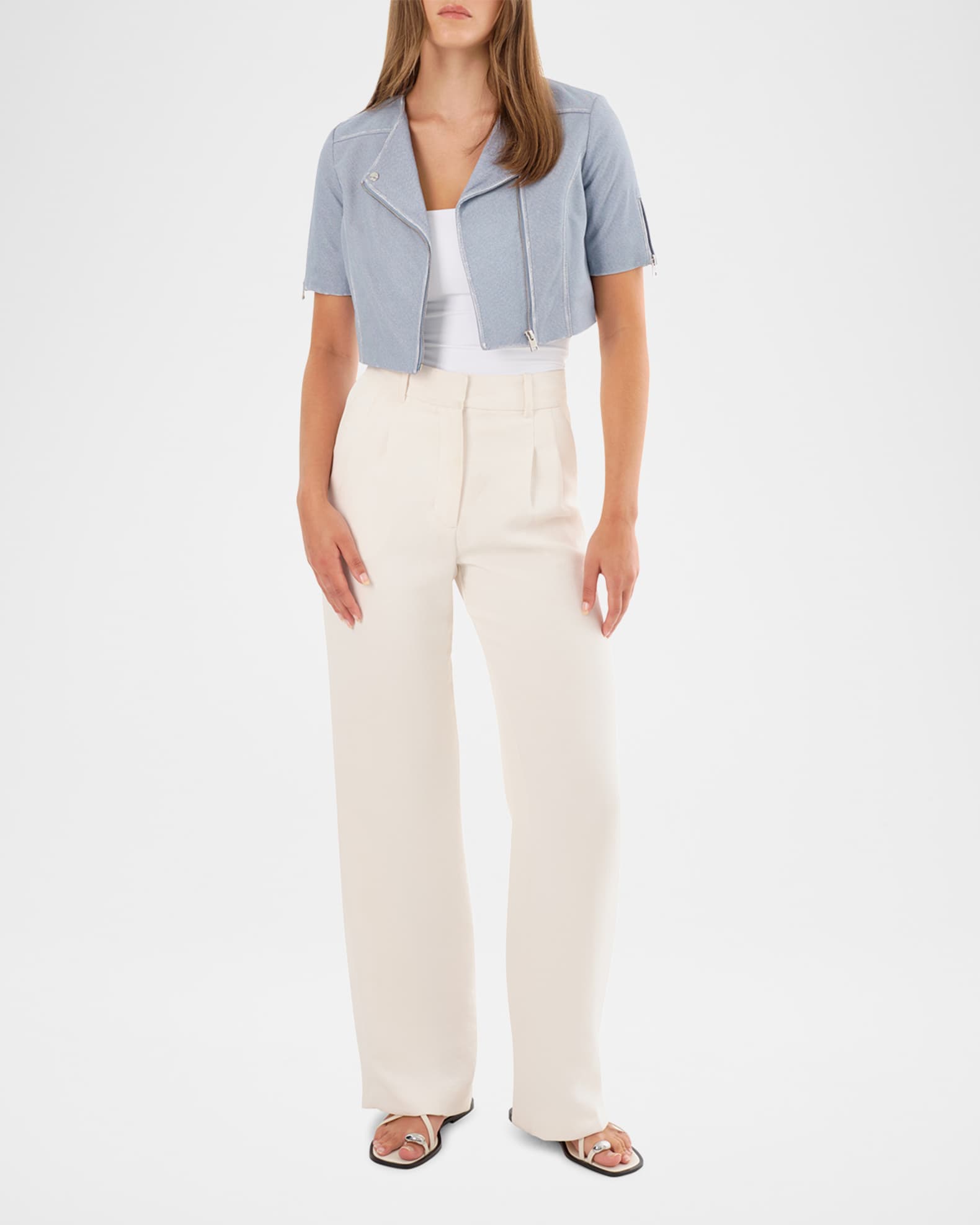 Kirsi Short-Sleeve Leather Jacket 1