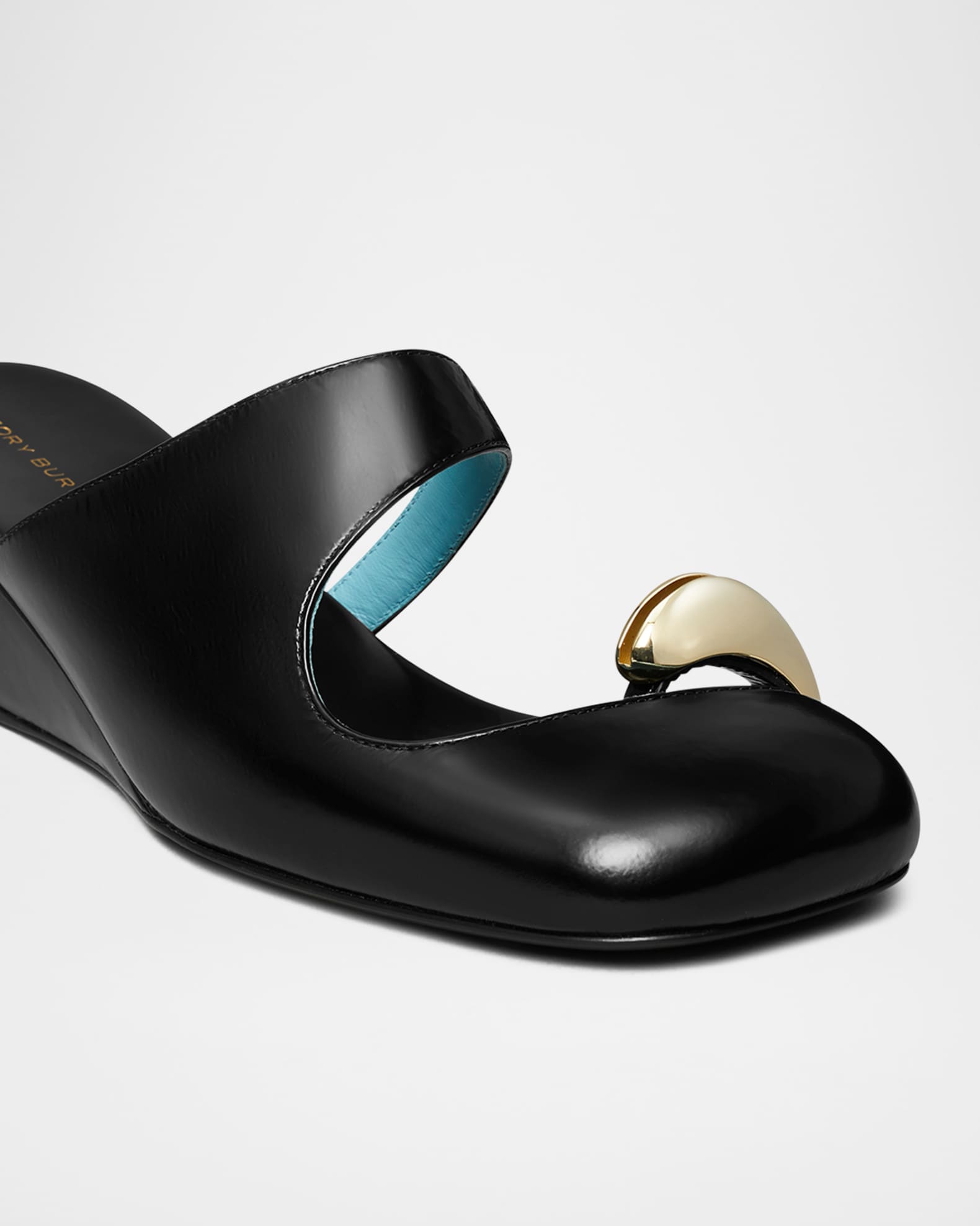 Tory Burch Leather Toe-Ring Wedge Slides | Neiman Marcus