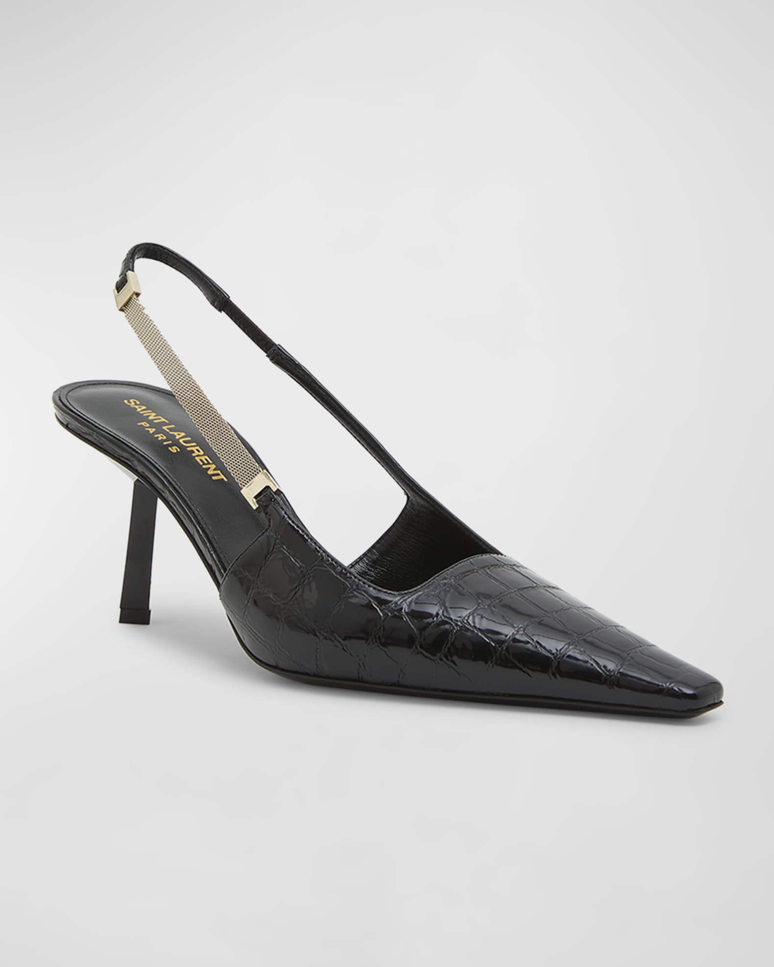 Leather Slingback Ysl Pump Shoes LEE Slingback Pumps In Patent