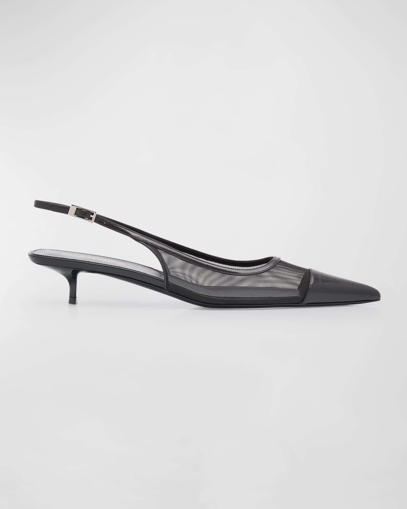 Saint Laurent Oxalis Leather Mesh Slingback Pumps