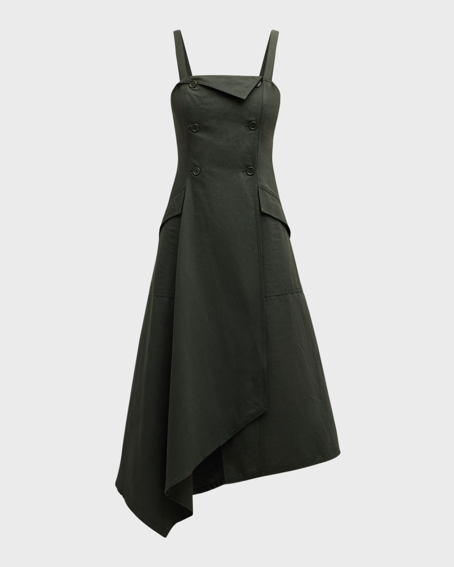 Asymmetrical button front midi dress outlet