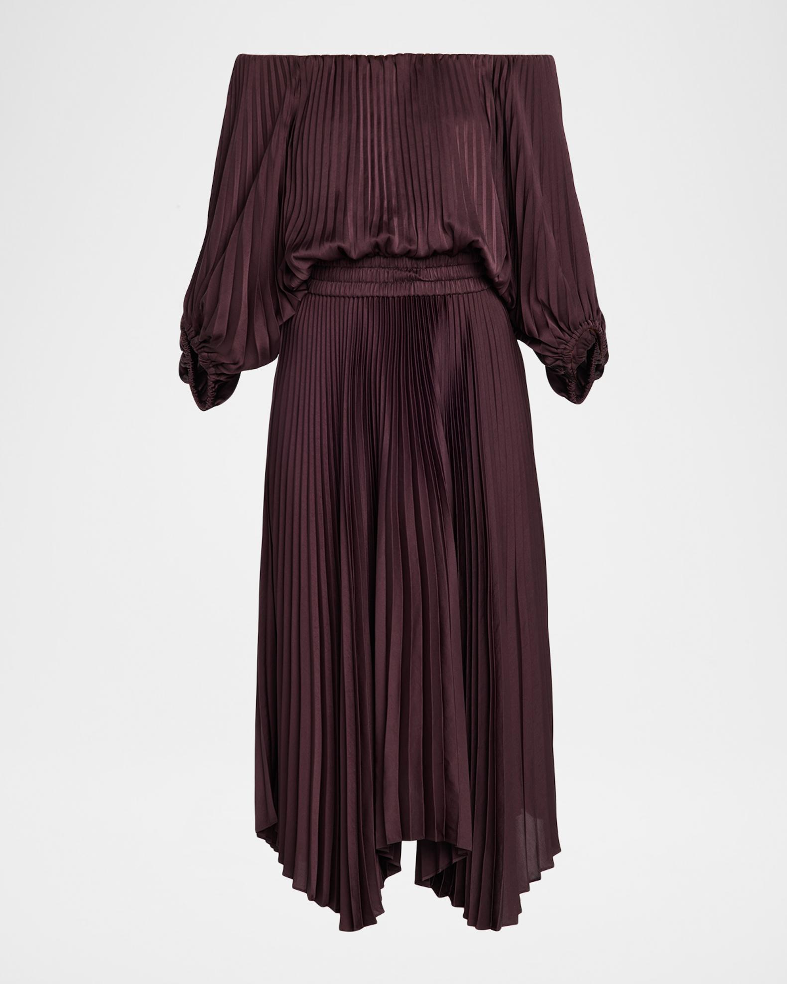 open lace back dress A.L.C. Sienna Pleated Off-The-Shoulder Blouse