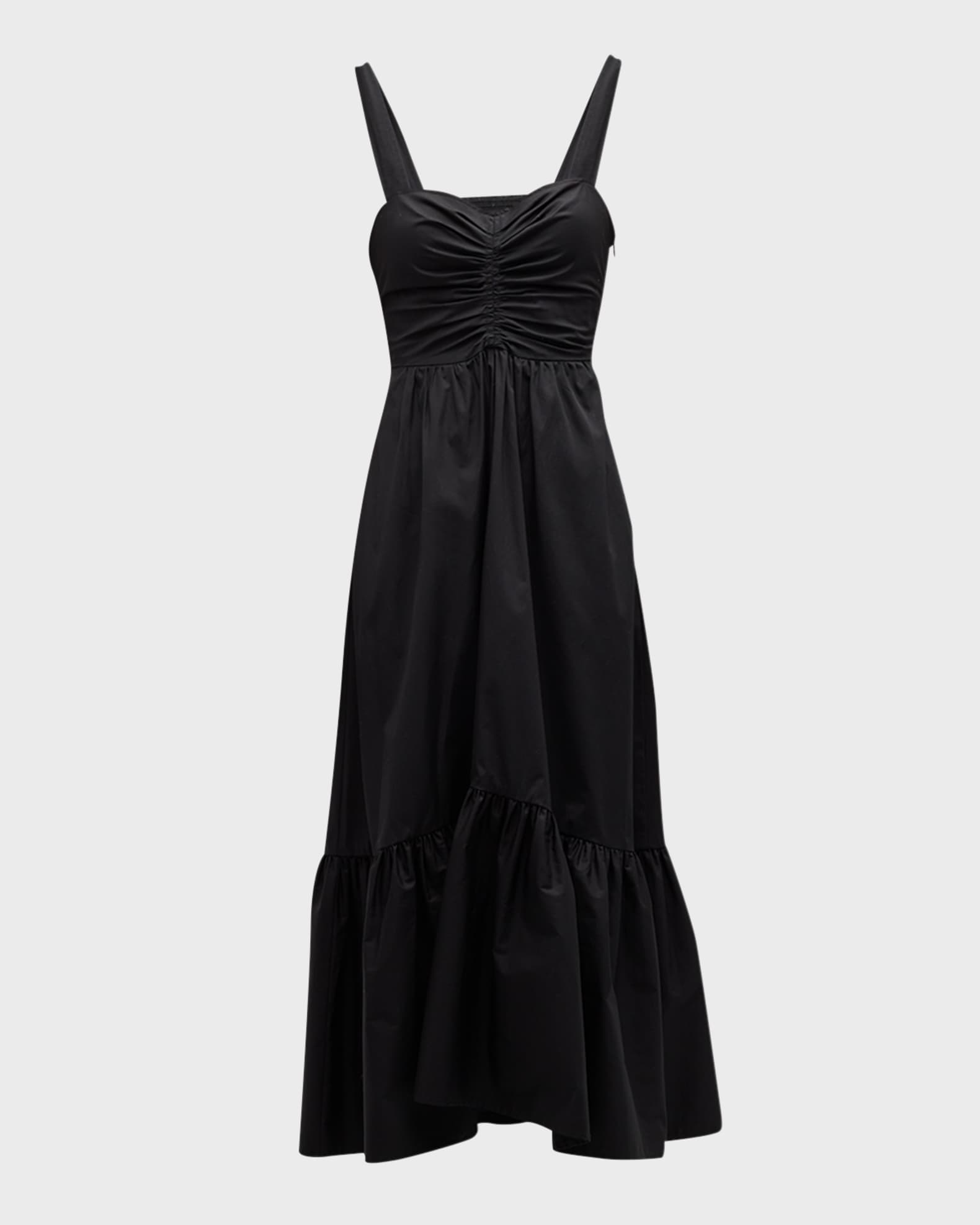 Lilah II Ruched Cotton A-Line Midi Dress 0