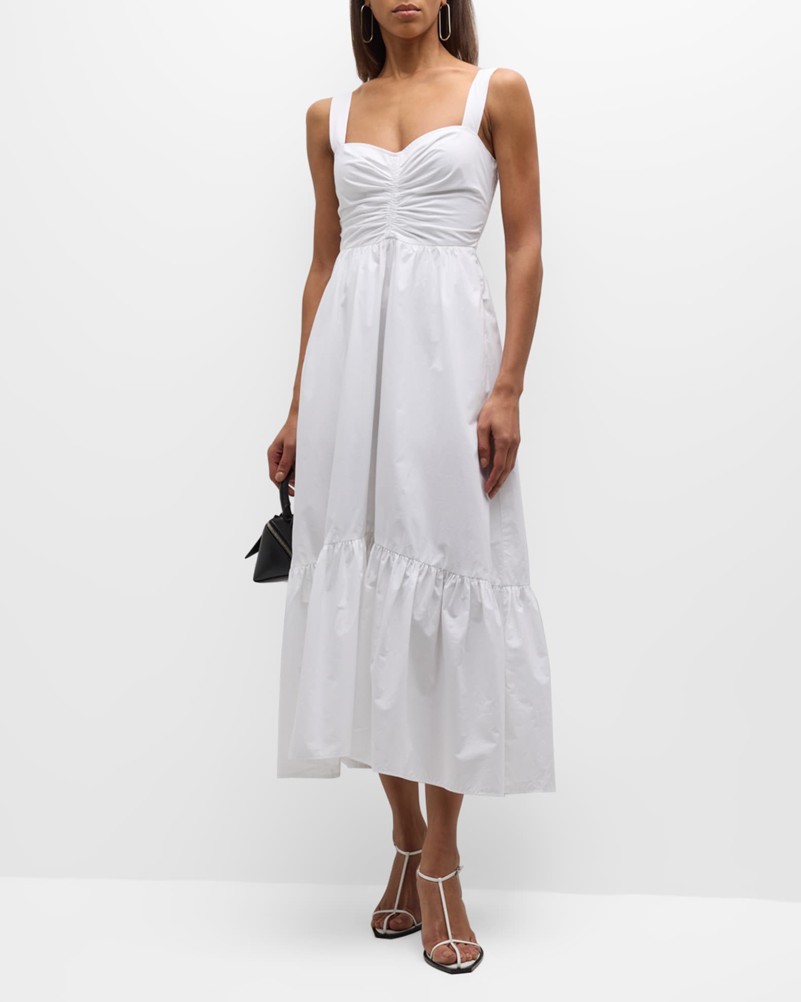 A.L.C. Lilah II Ruched Cotton A-Line Midi Dress | Neiman Marcus