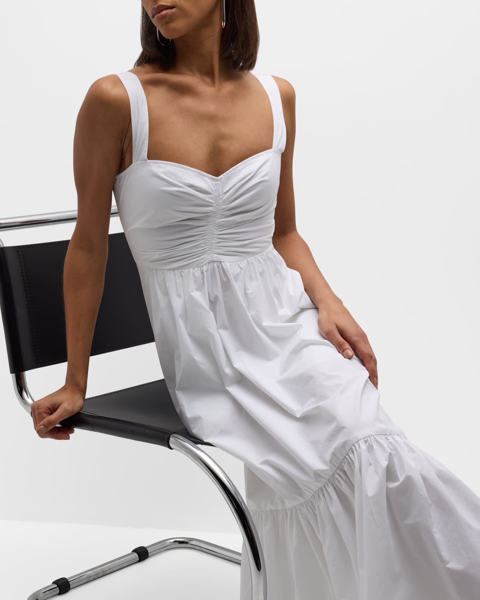 knee length dresses for ladies Pure Cotton Cinched-Line Midi Dress