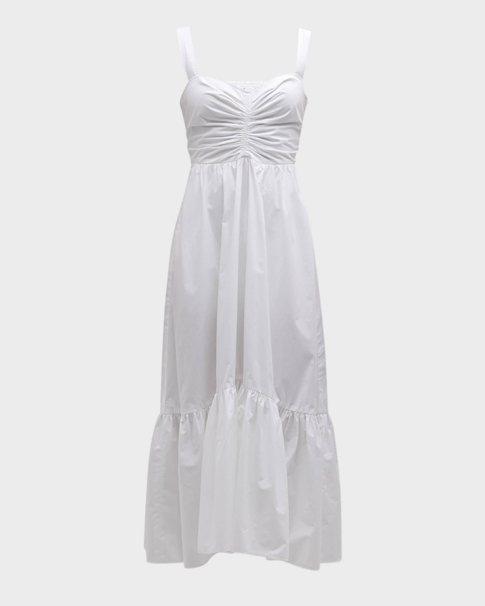 Lilah II Ruched Cotton A-Line Midi Dress 0