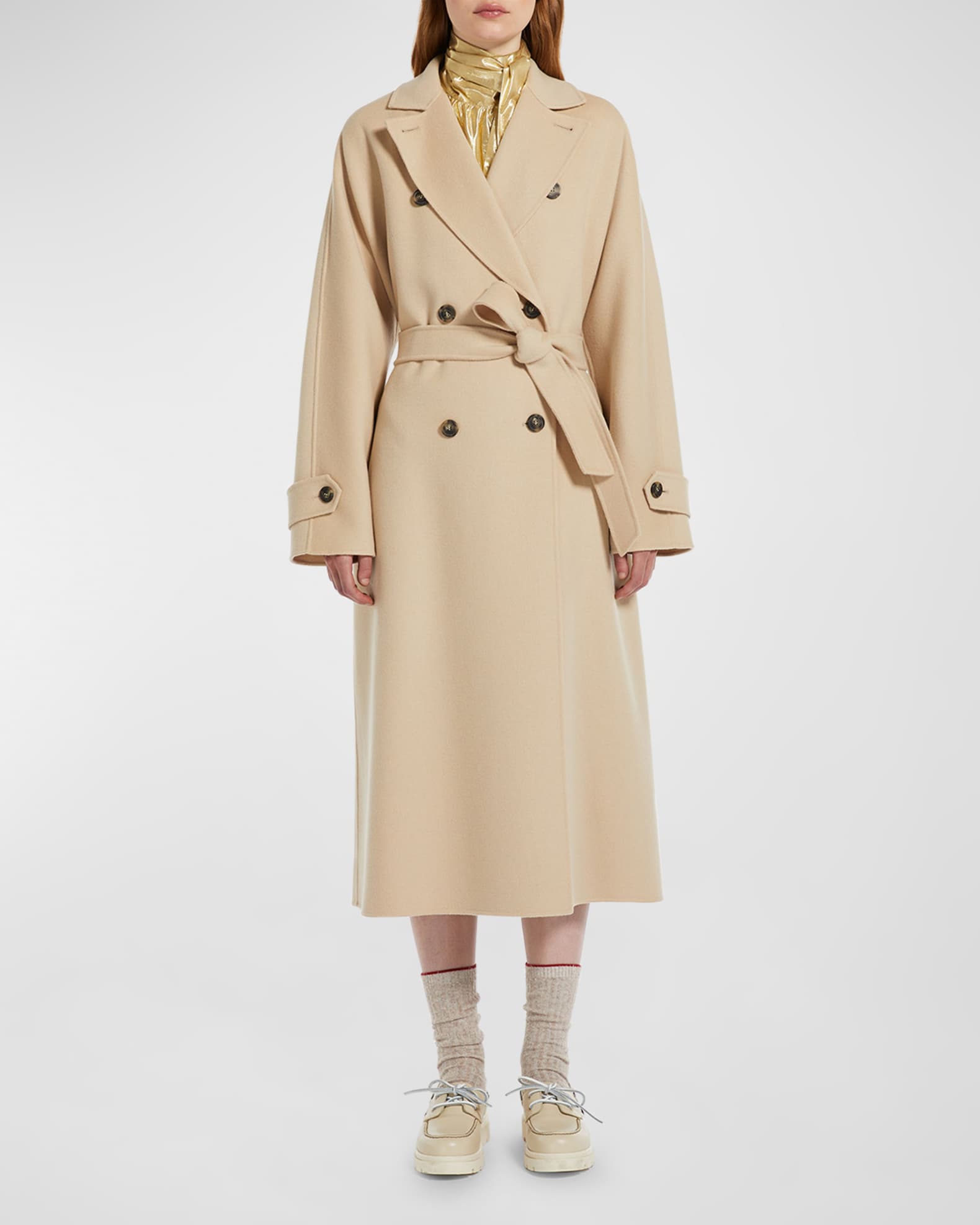 Chloé notch-lapels brushed belted coat - Neutrals