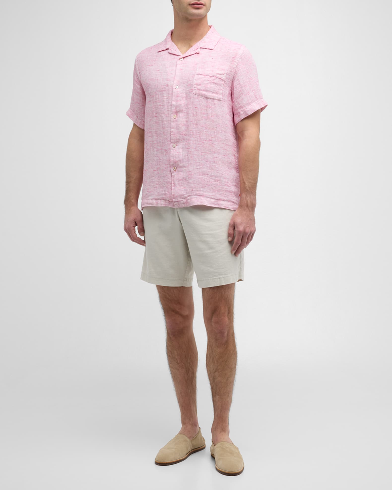 Men's Capri Linen Micro-Print Short-Sleeve Shirt 1