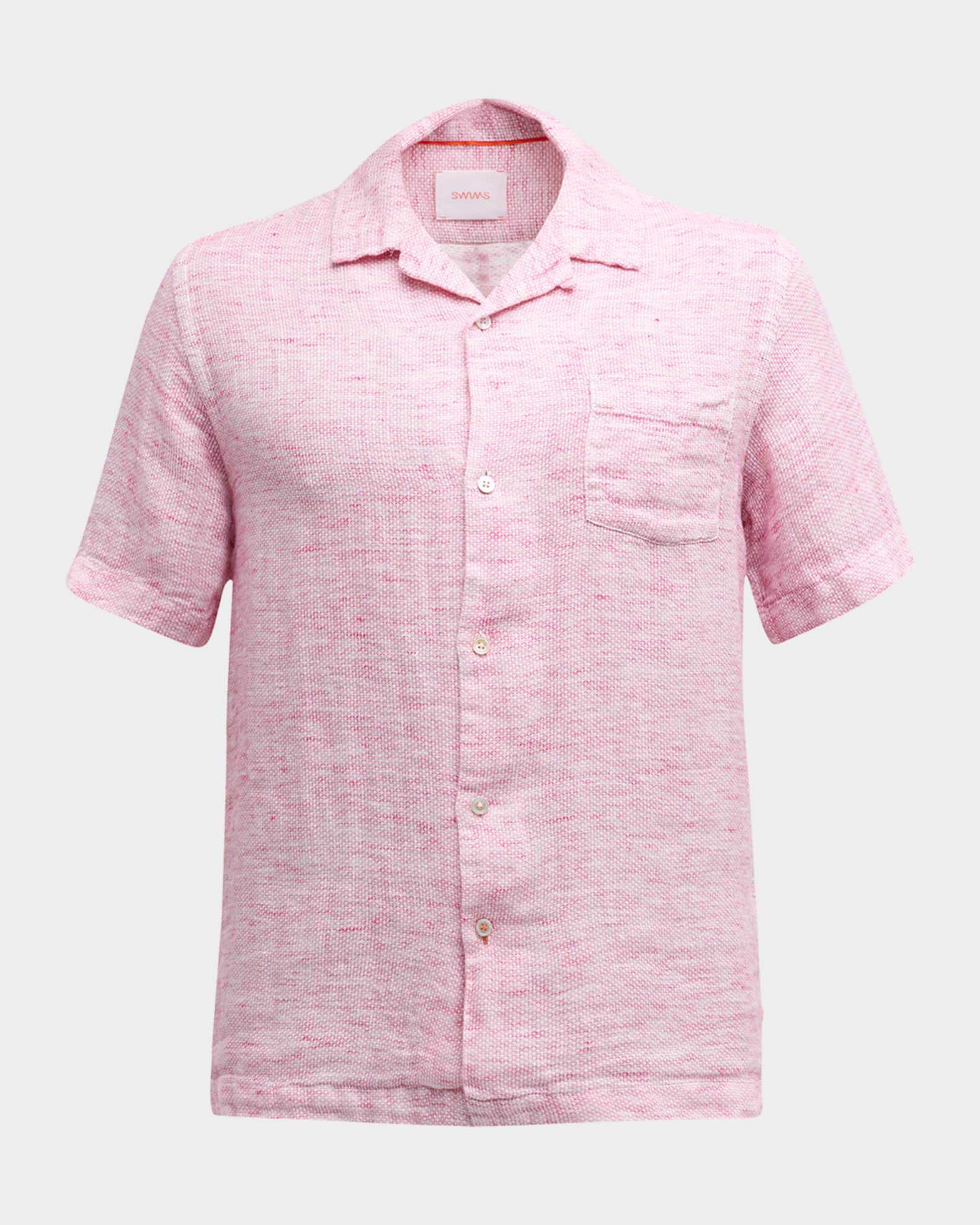 Men's Capri Linen Micro-Print Short-Sleeve Shirt 0