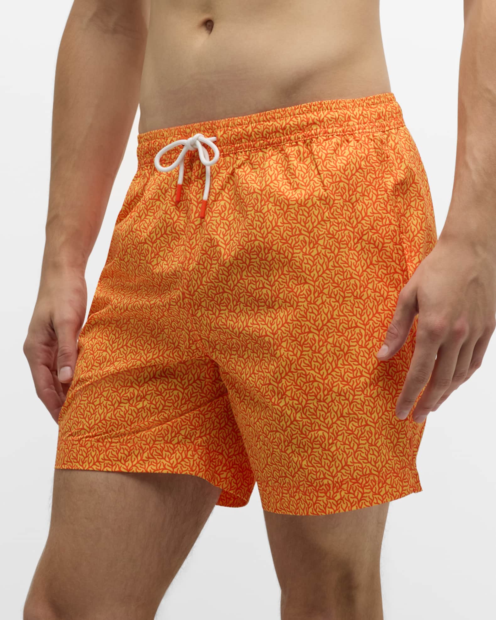 Men's Coral-Print Quick-Dry Swim Shorts 1